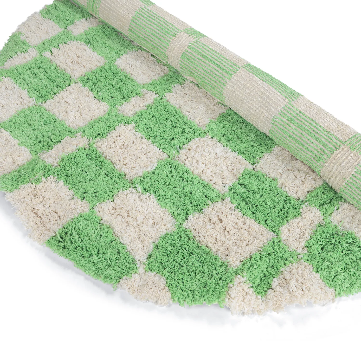 Rond vloerkleed - Atrani Natural Cotton Shaggy (groente)