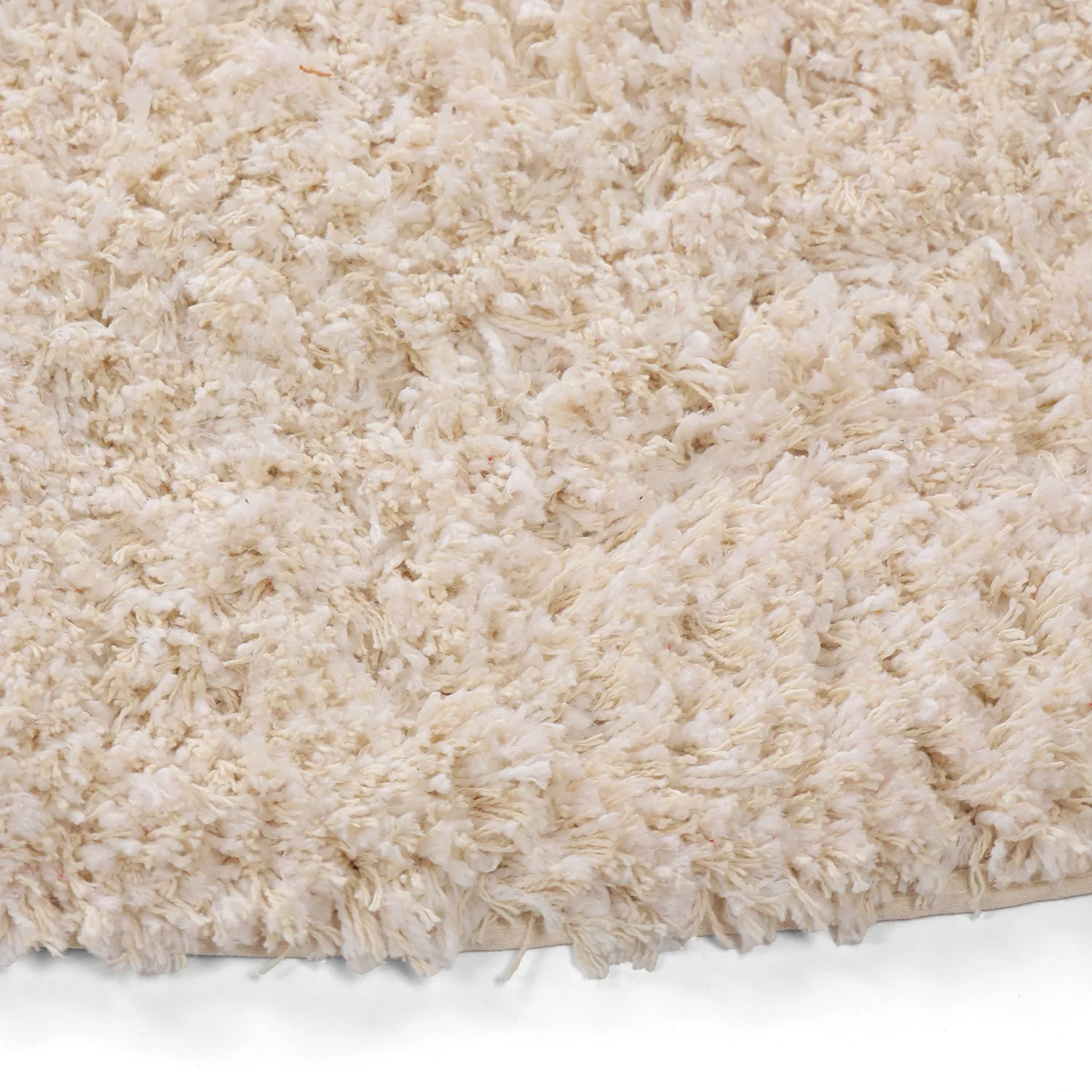 Rond vloerkleed - Begur Natural Cotton Shaggy (off-white/bordeaux)