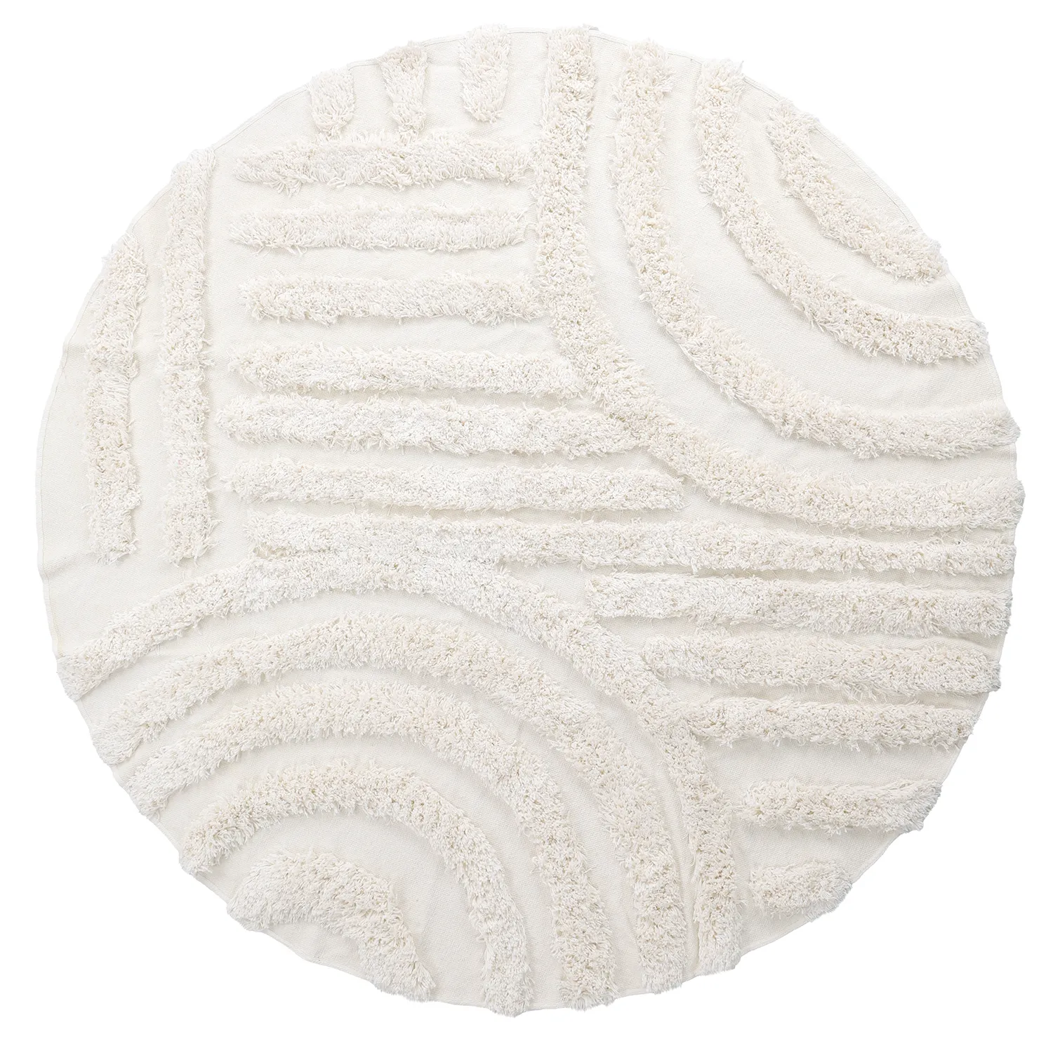 Rond vloerkleed - Cazorla Natural Cotton Shaggy (gebroken wit)