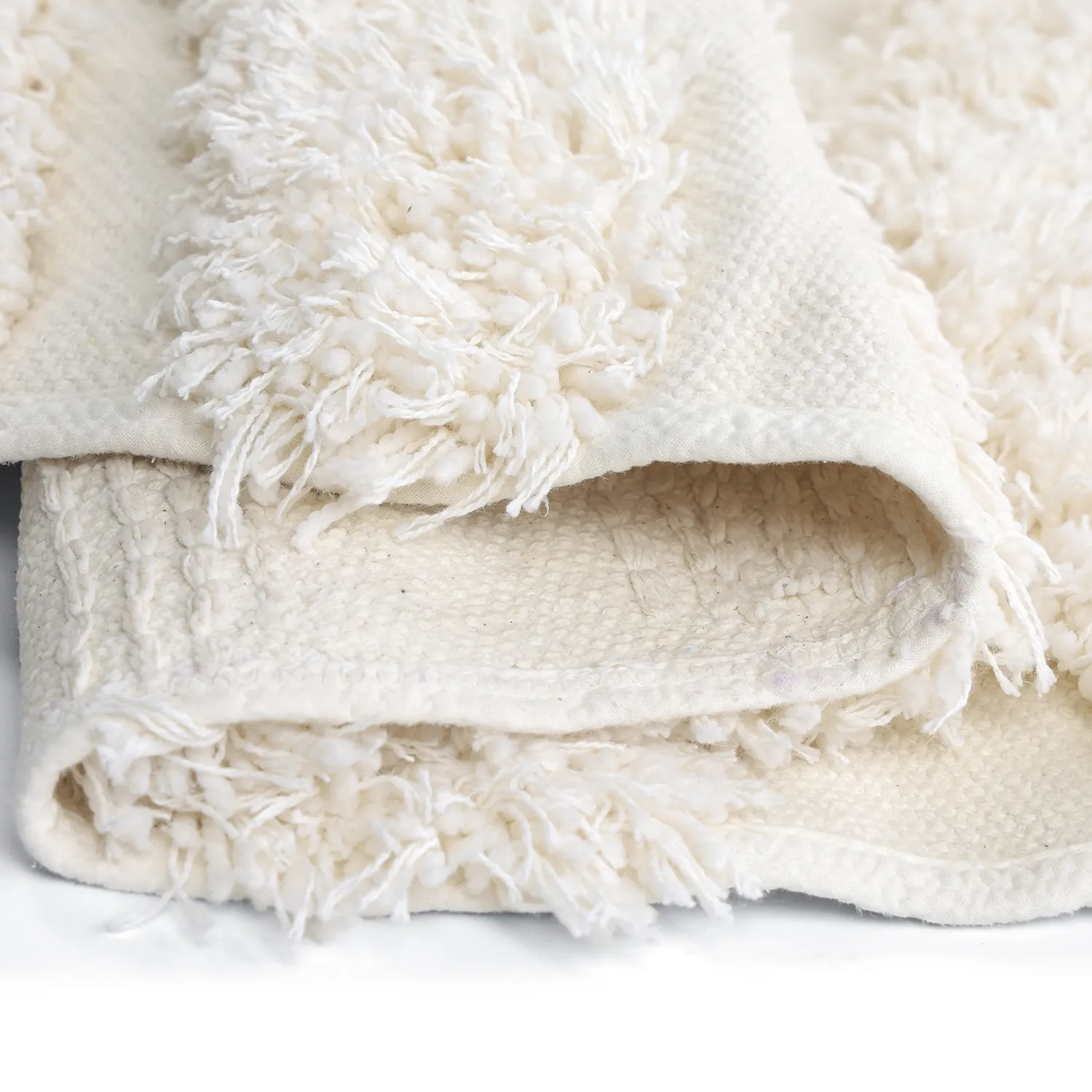 Rond vloerkleed - Cazorla Natural Cotton Shaggy (gebroken wit)