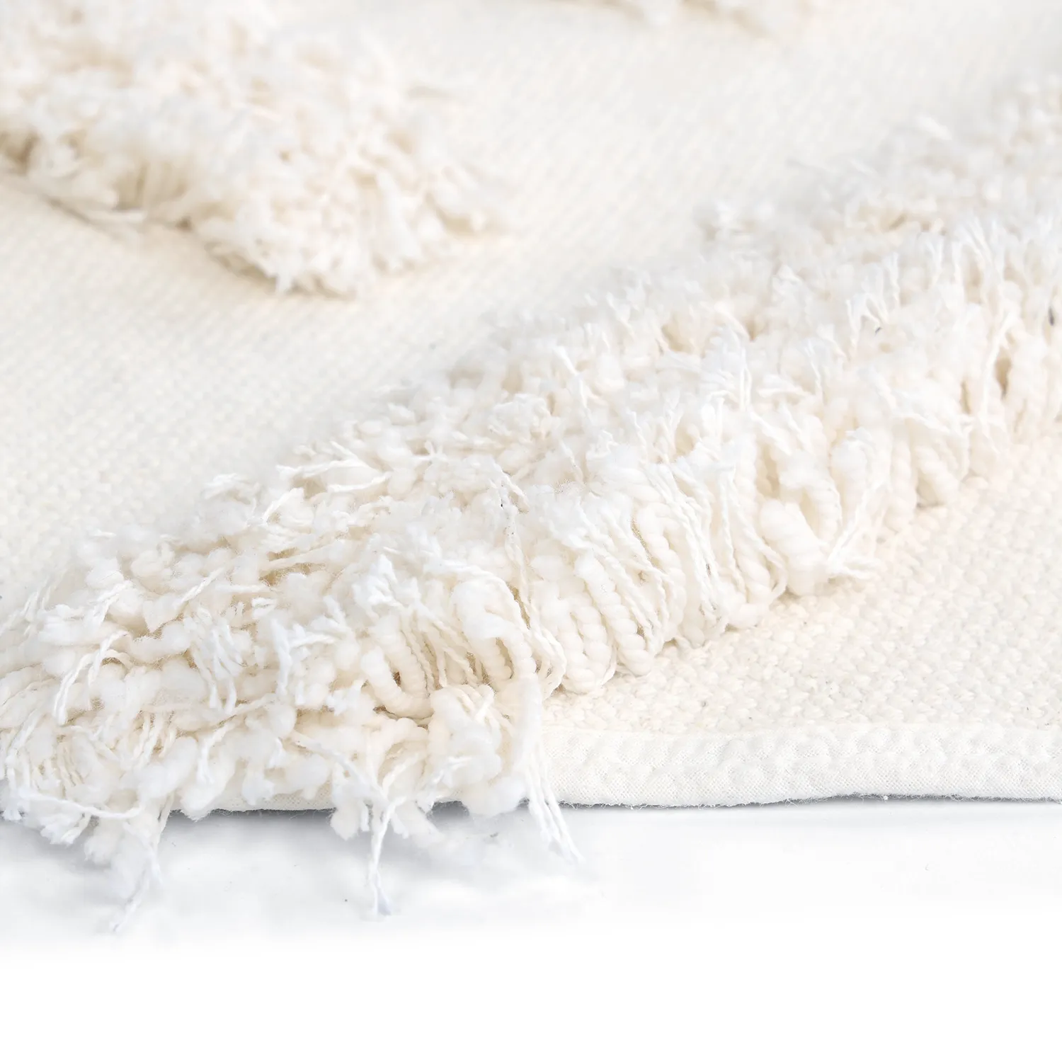 Rond vloerkleed - Cazorla Natural Cotton Shaggy (gebroken wit)