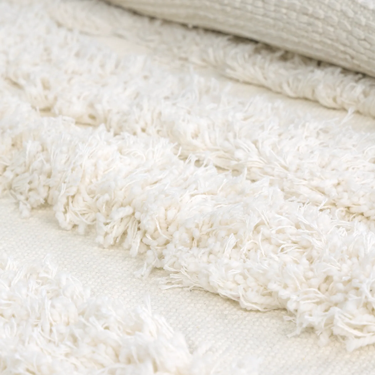 Rond vloerkleed - Cazorla Natural Cotton Shaggy (gebroken wit)