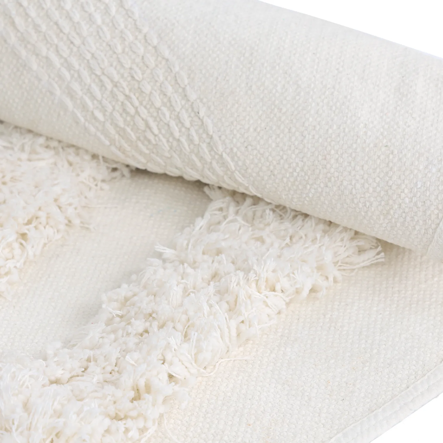 Rond vloerkleed - Cazorla Natural Cotton Shaggy (gebroken wit)
