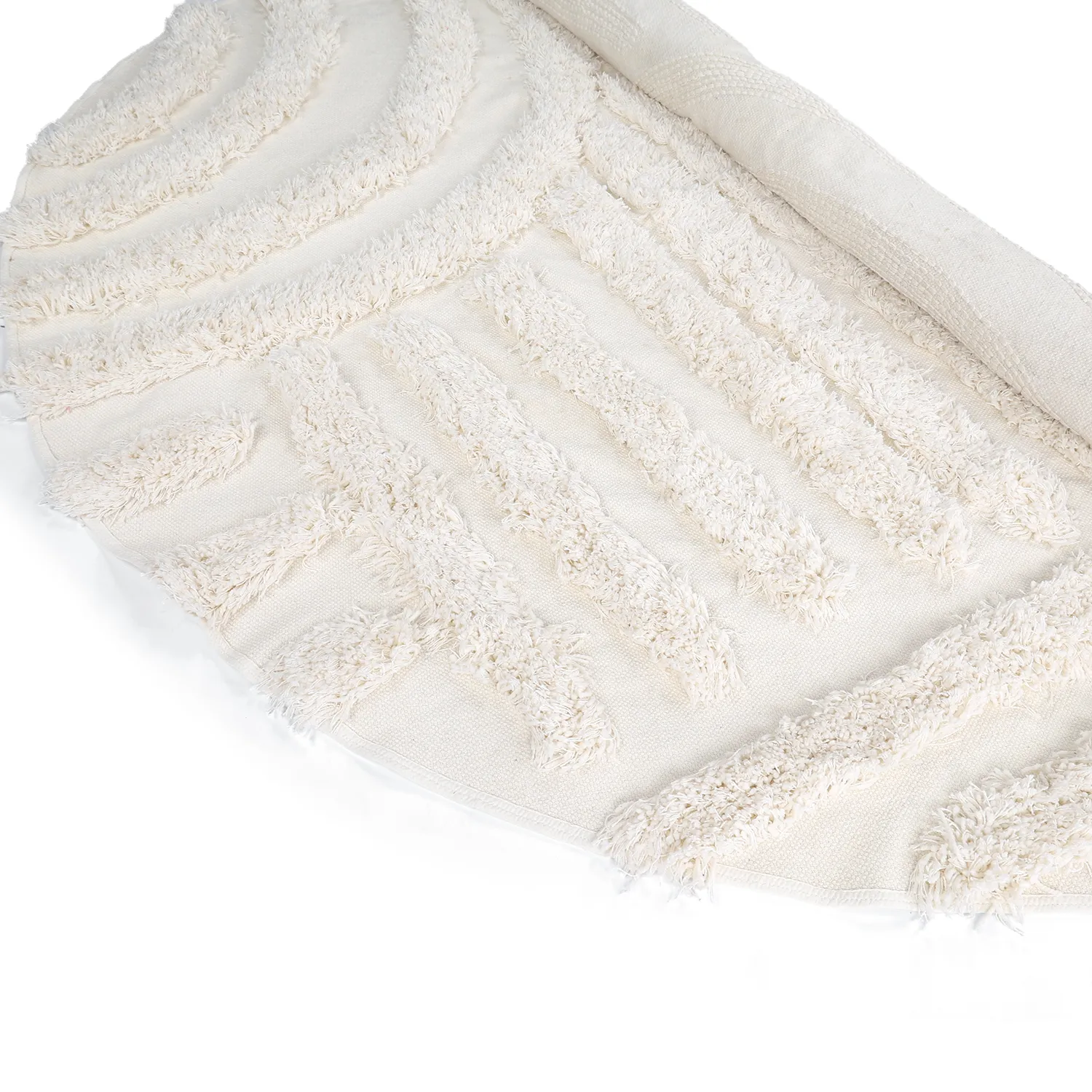 Rond vloerkleed - Cazorla Natural Cotton Shaggy (gebroken wit)
