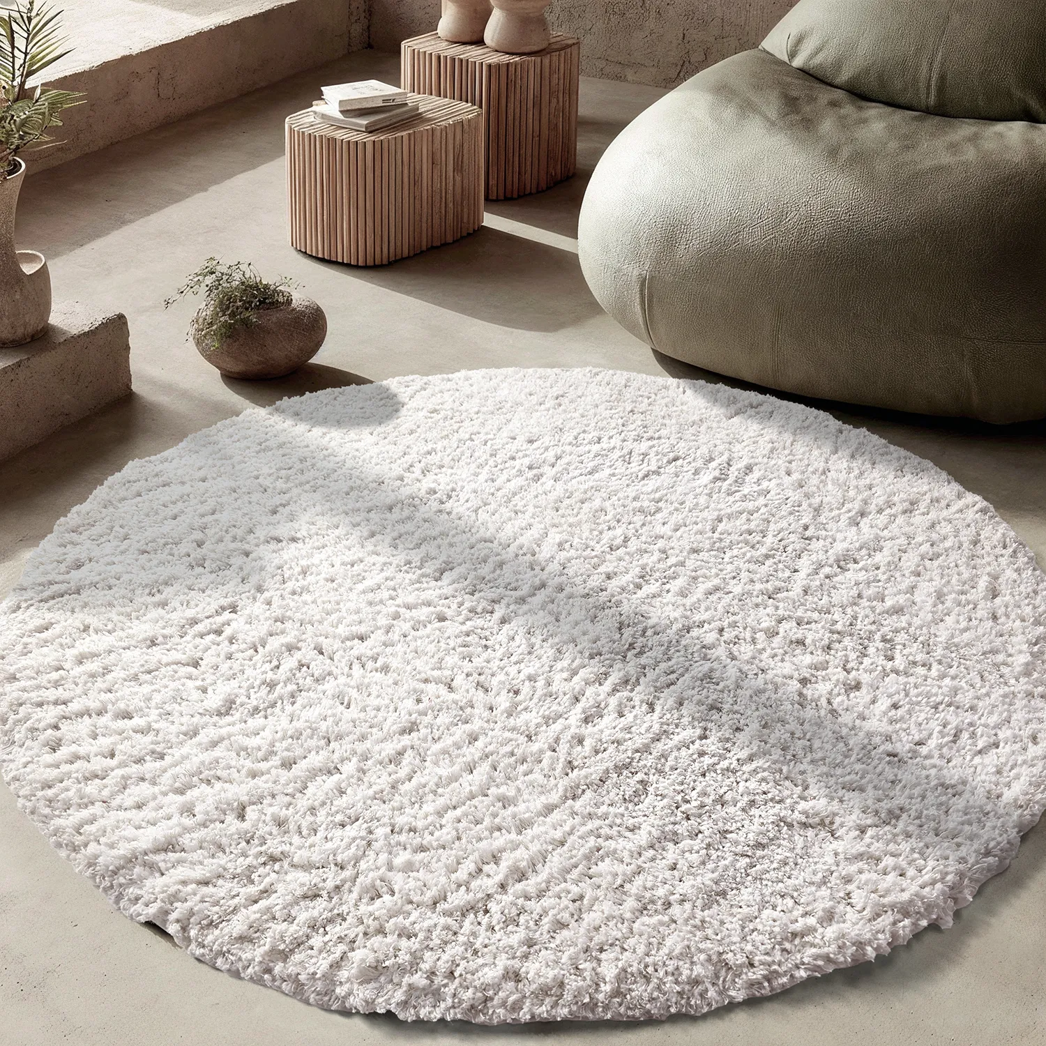 Rond vloerkleed - Combarro Solid Cotton Shaggy (room)