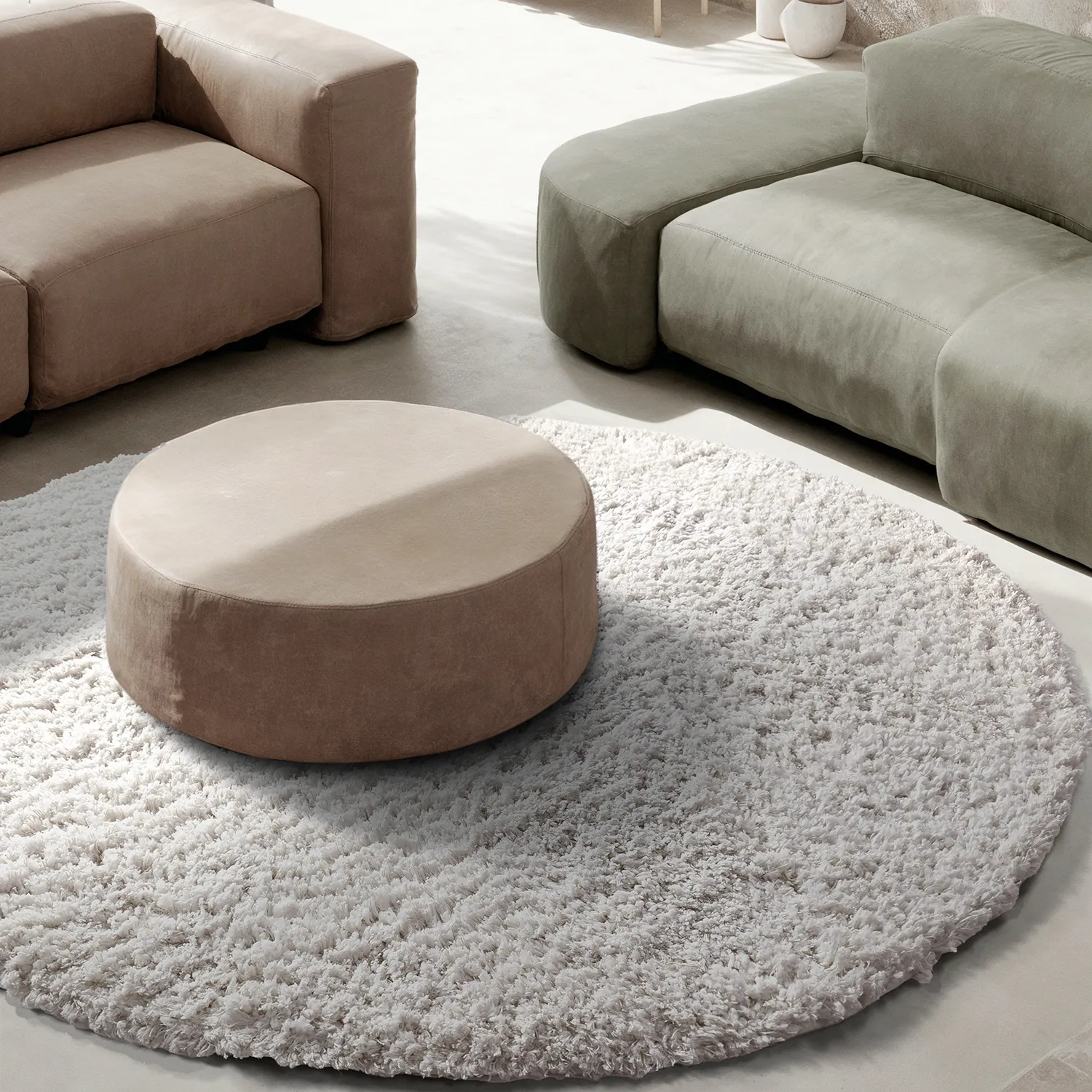 Rond vloerkleed - Combarro Solid Cotton Shaggy (room)