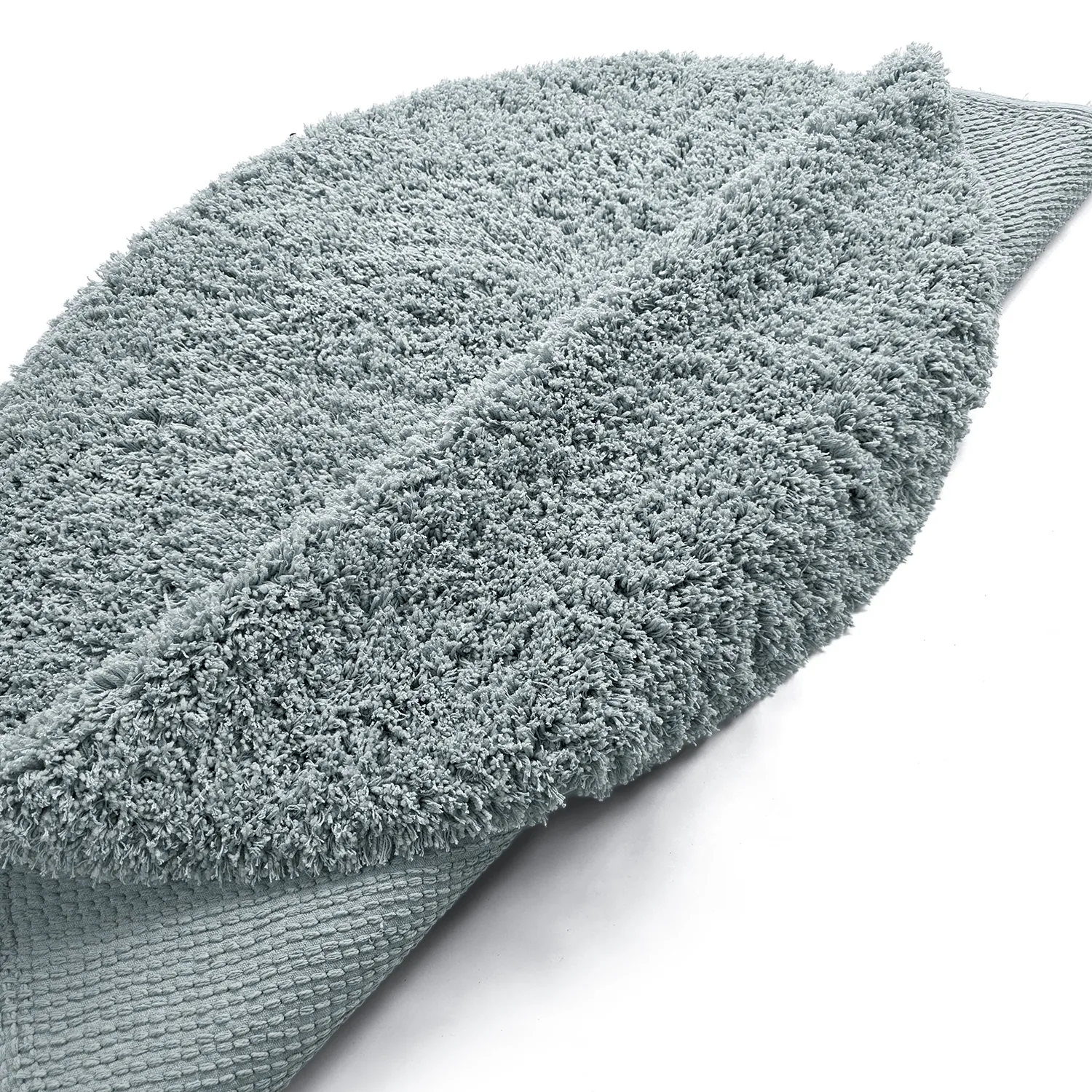 Rond vloerkleed - Combarro Solid Cotton Shaggy (lichtblauw)