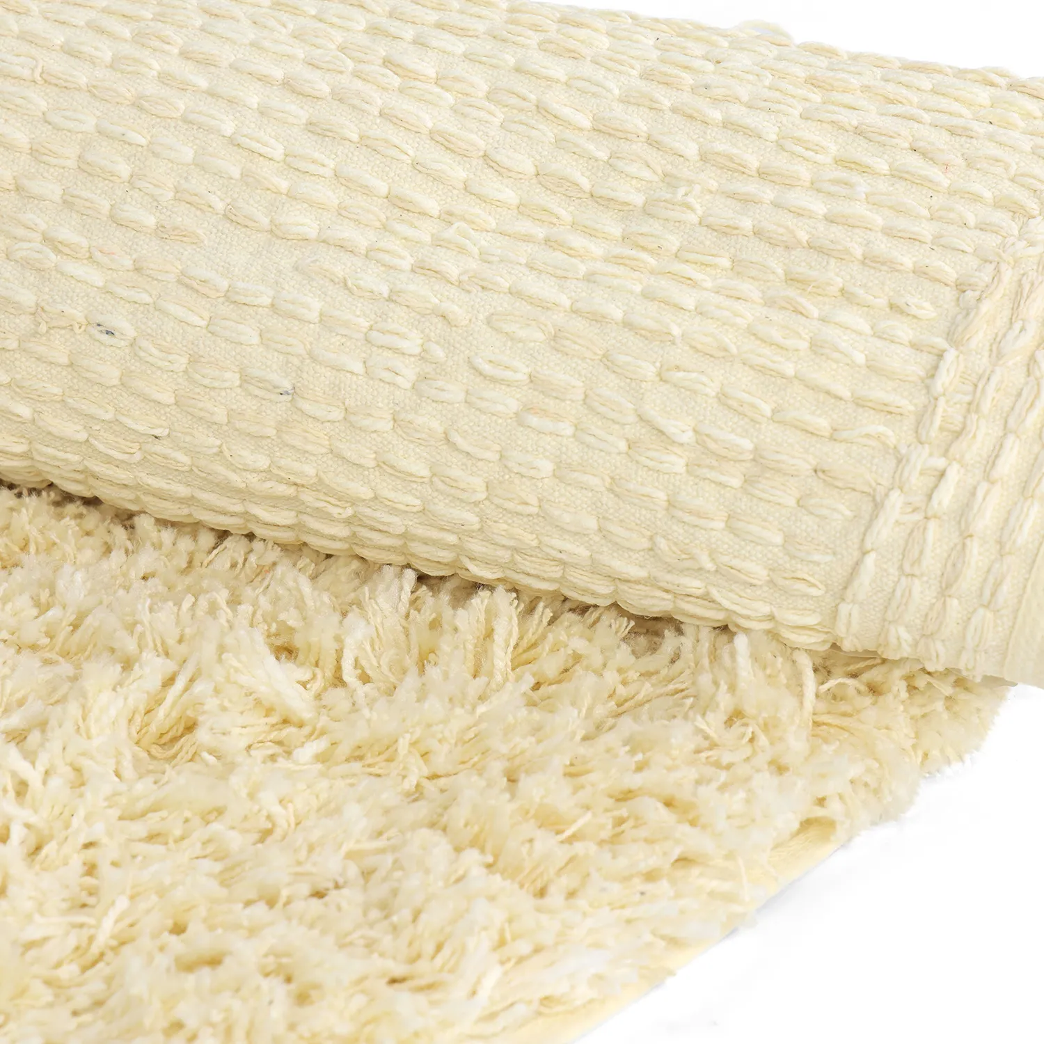 Rond vloerkleed - Combarro Solid Cotton Shaggy (lichtgeel)
