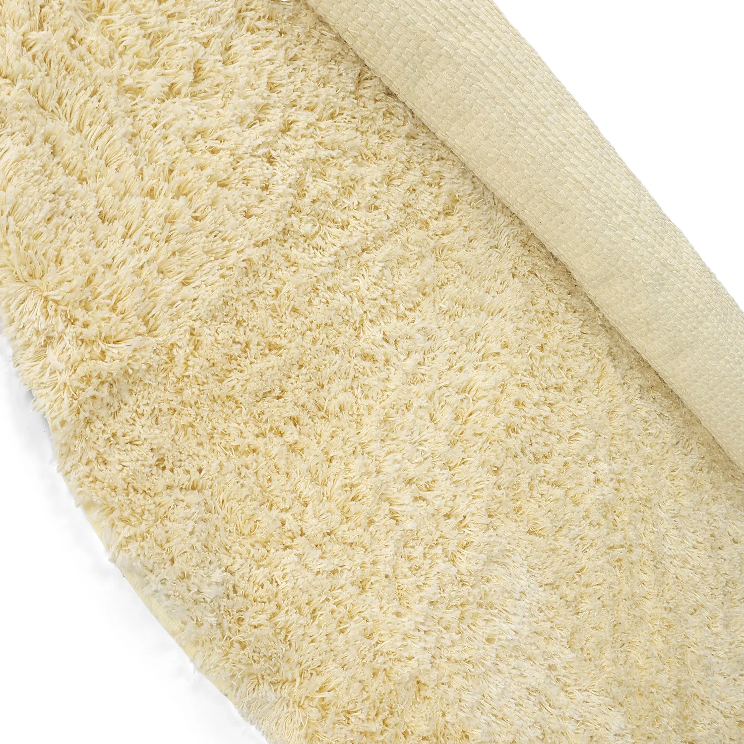 Rond vloerkleed - Combarro Solid Cotton Shaggy (lichtgeel)