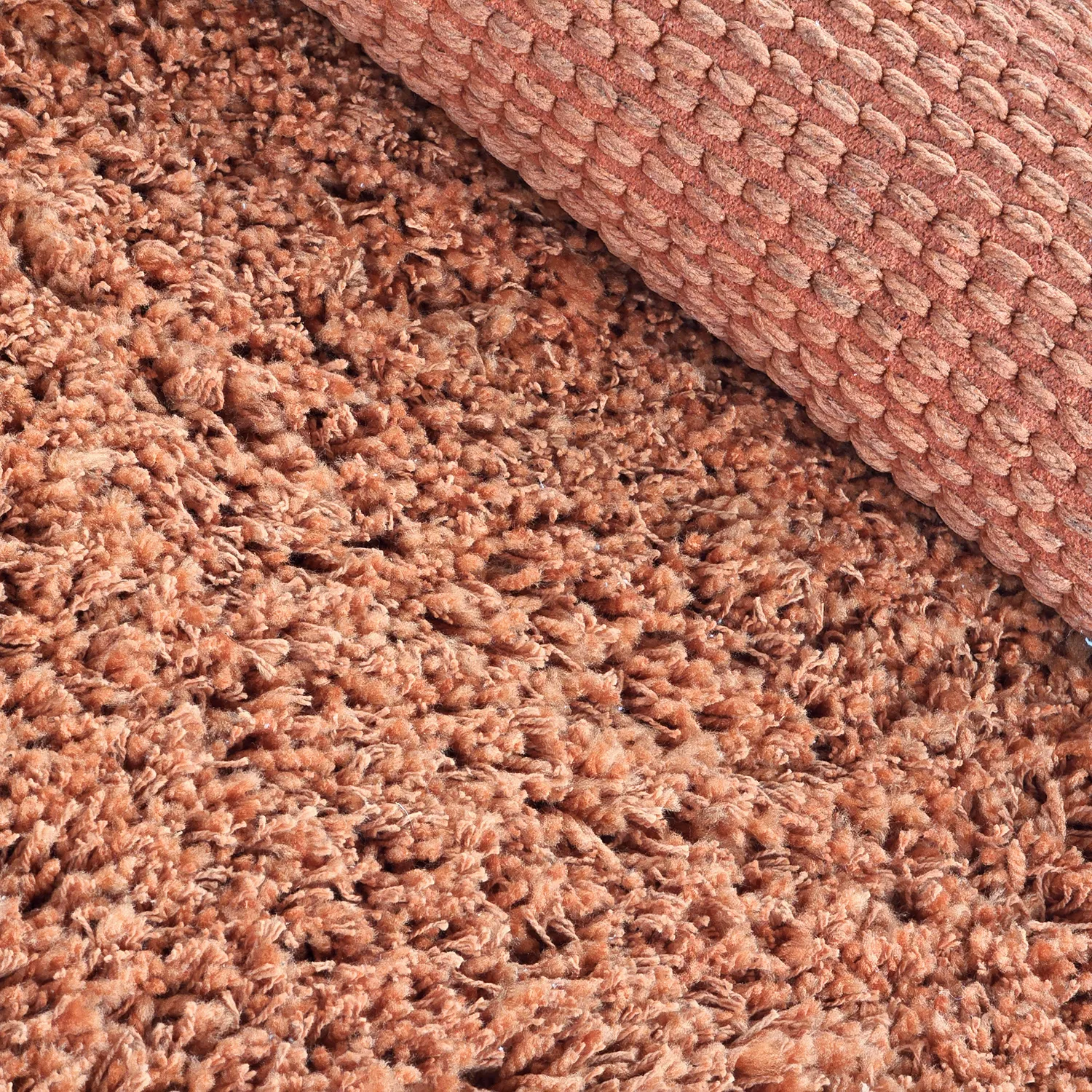 Rond vloerkleed - Combarro Solid Cotton Shaggy (lichtoranje)