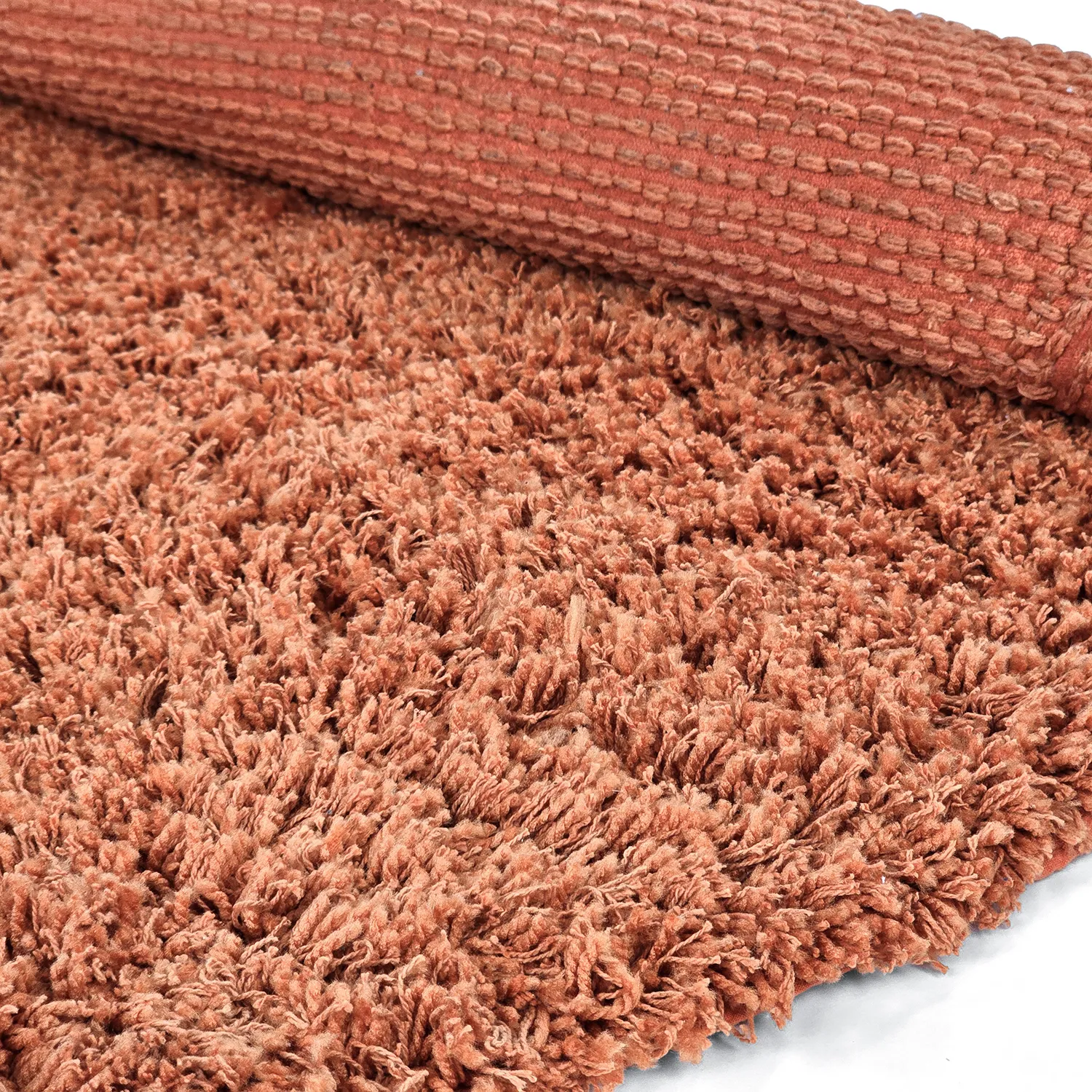 Rond vloerkleed - Combarro Solid Cotton Shaggy (lichtoranje)