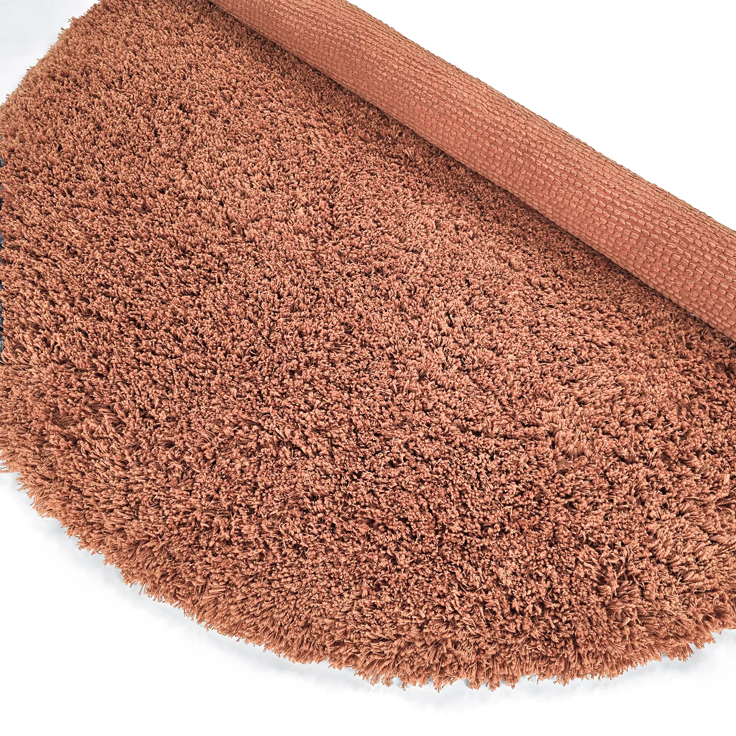 Rond vloerkleed - Combarro Solid Cotton Shaggy (lichtoranje)