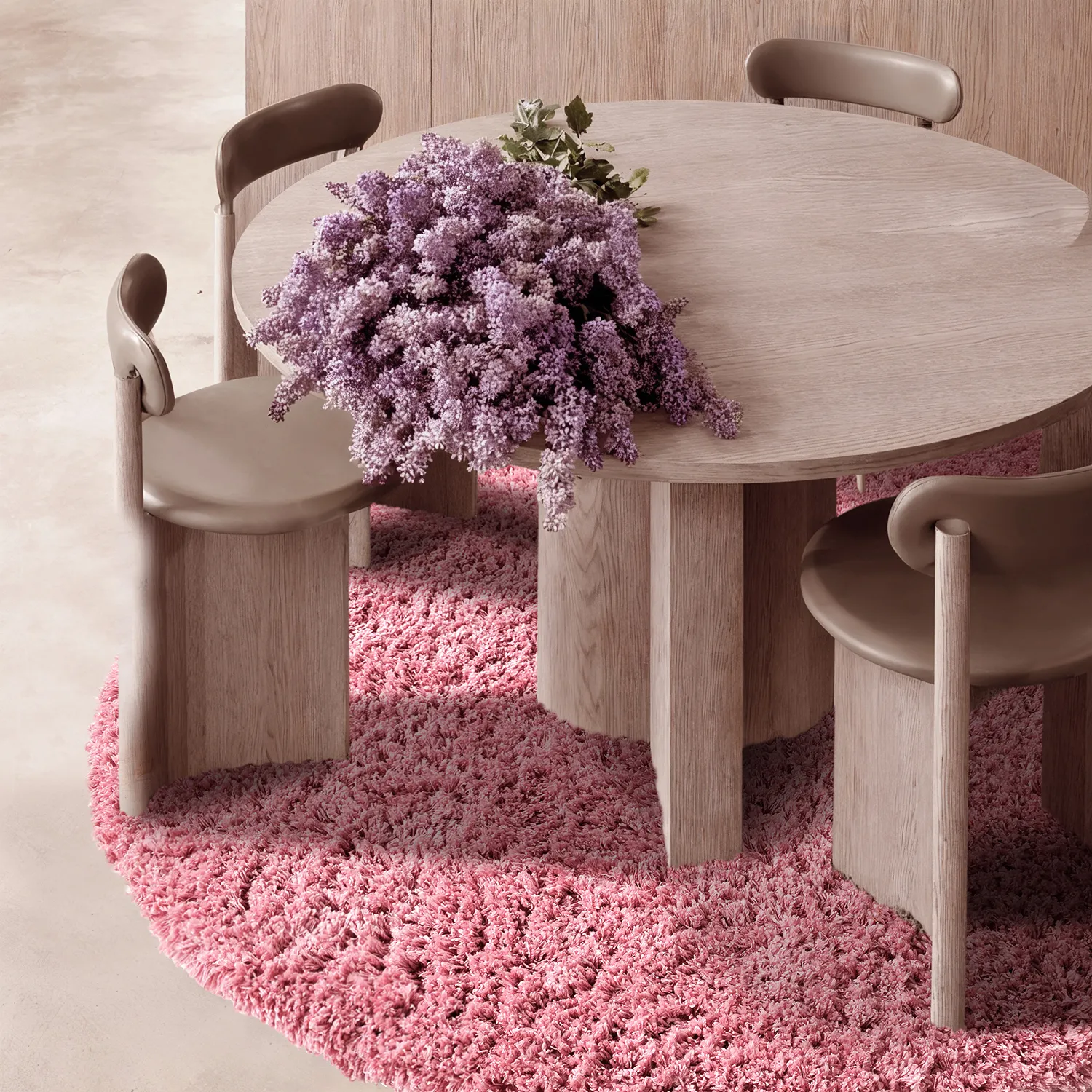 Rond vloerkleed - Combarro Solid Cotton Shaggy (lichtroze)