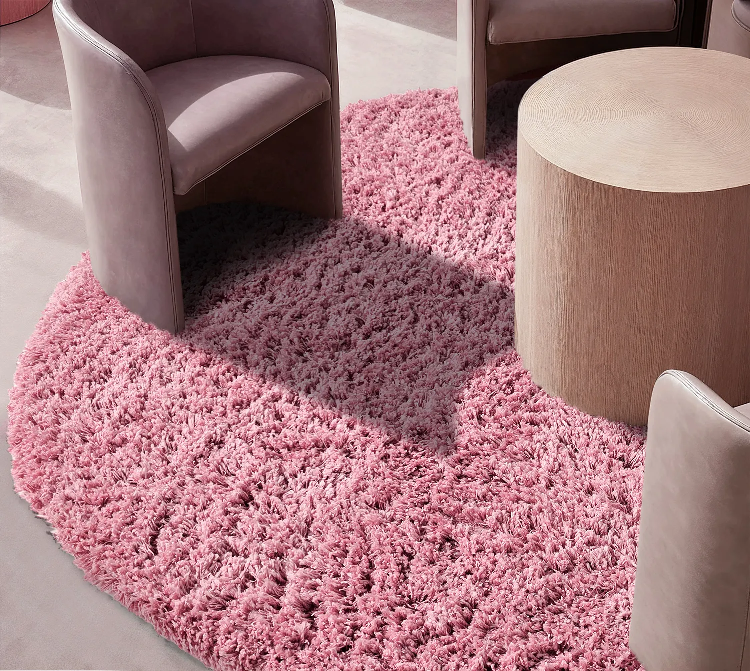 Rond vloerkleed - Combarro Solid Cotton Shaggy (lichtroze)