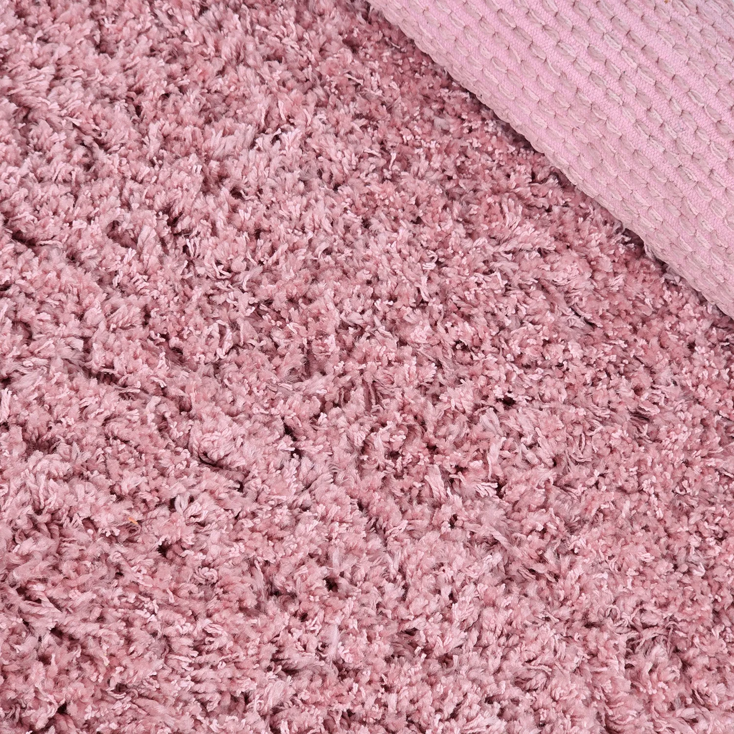 Rond vloerkleed - Combarro Solid Cotton Shaggy (lichtroze)