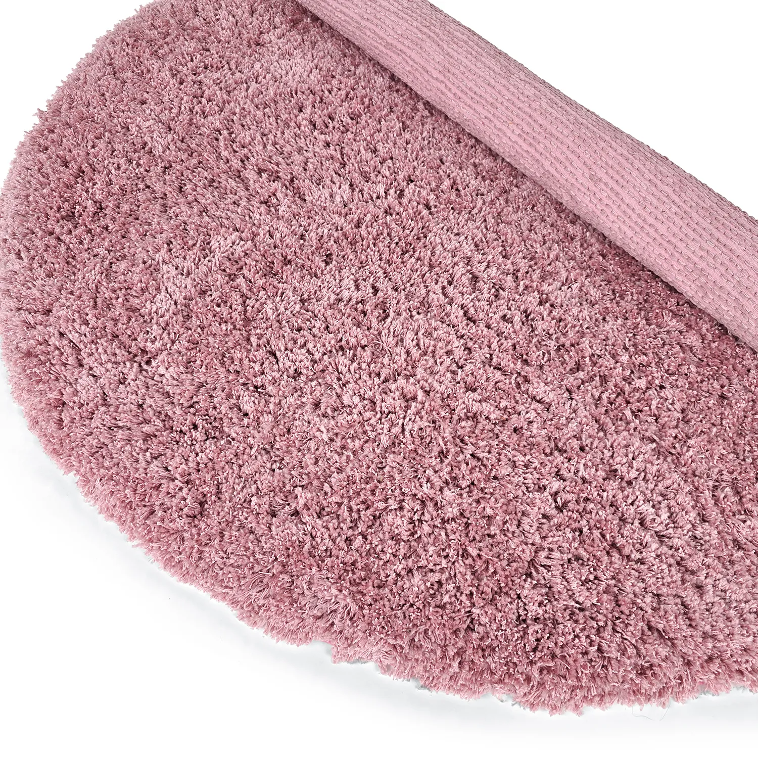 Rond vloerkleed - Combarro Solid Cotton Shaggy (lichtroze)