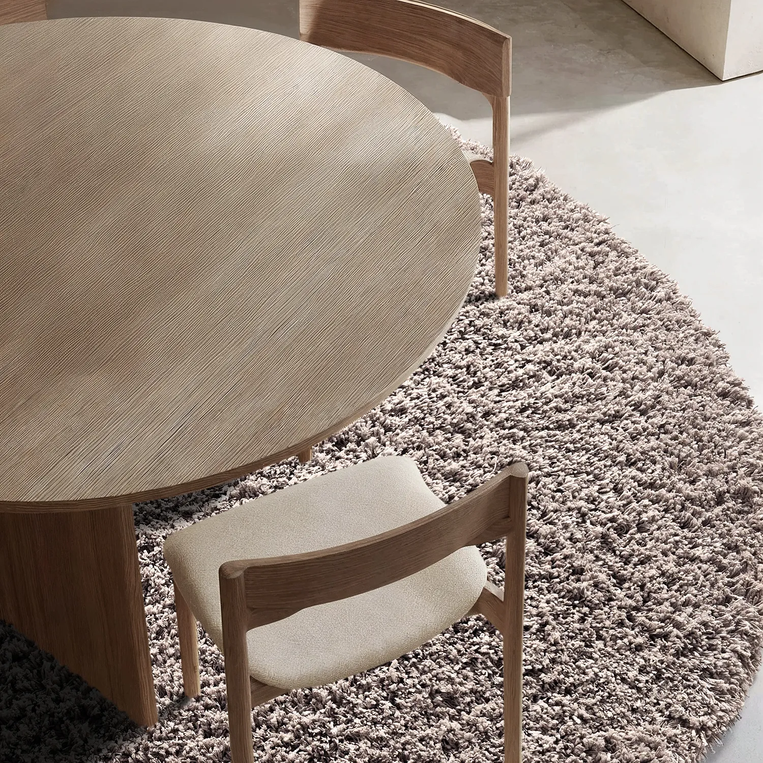 Rond vloerkleed - Combarro Solid Cotton Shaggy (taupe)