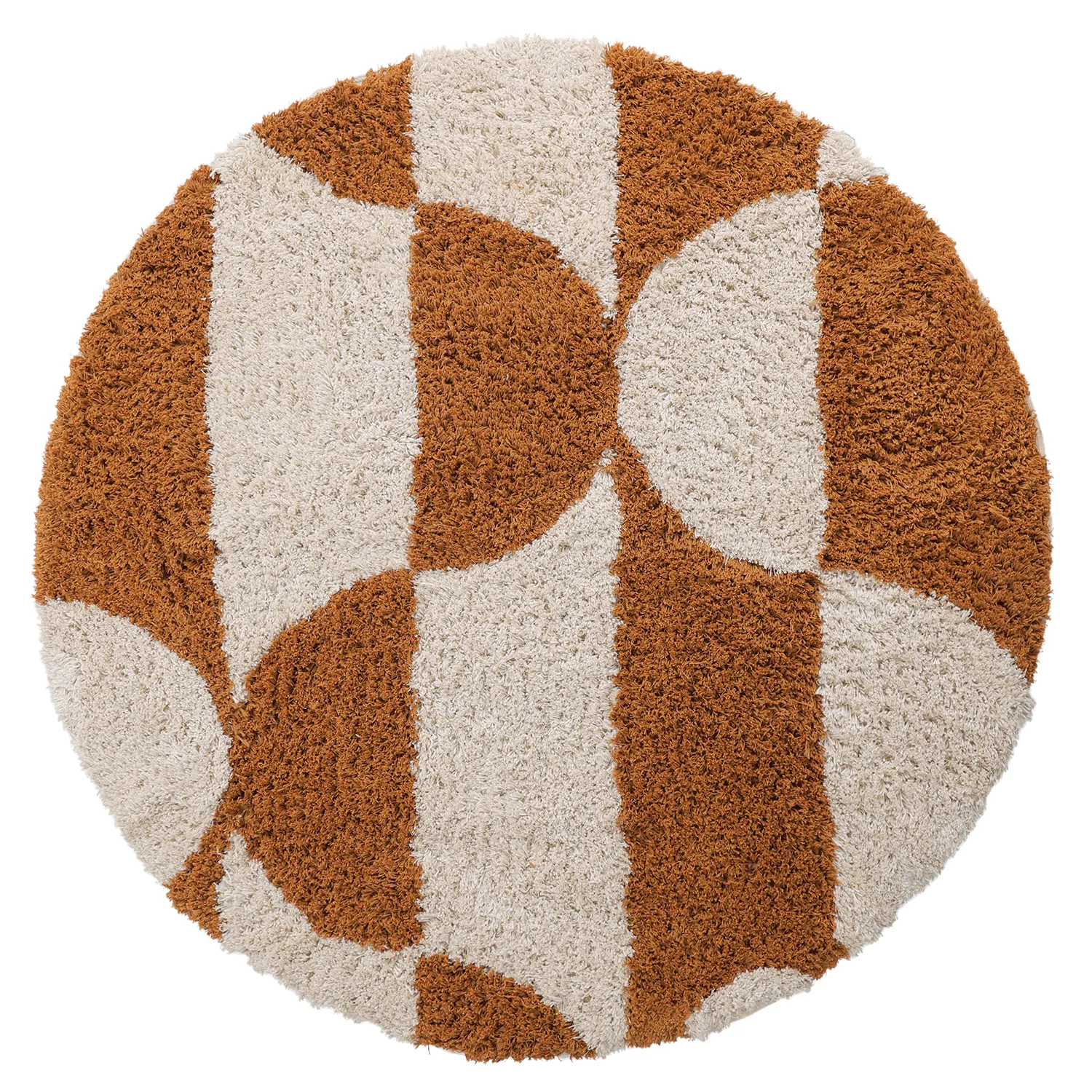 Rond vloerkleed - Kalymnos Natural Cotton Shaggy (off-white/oker)