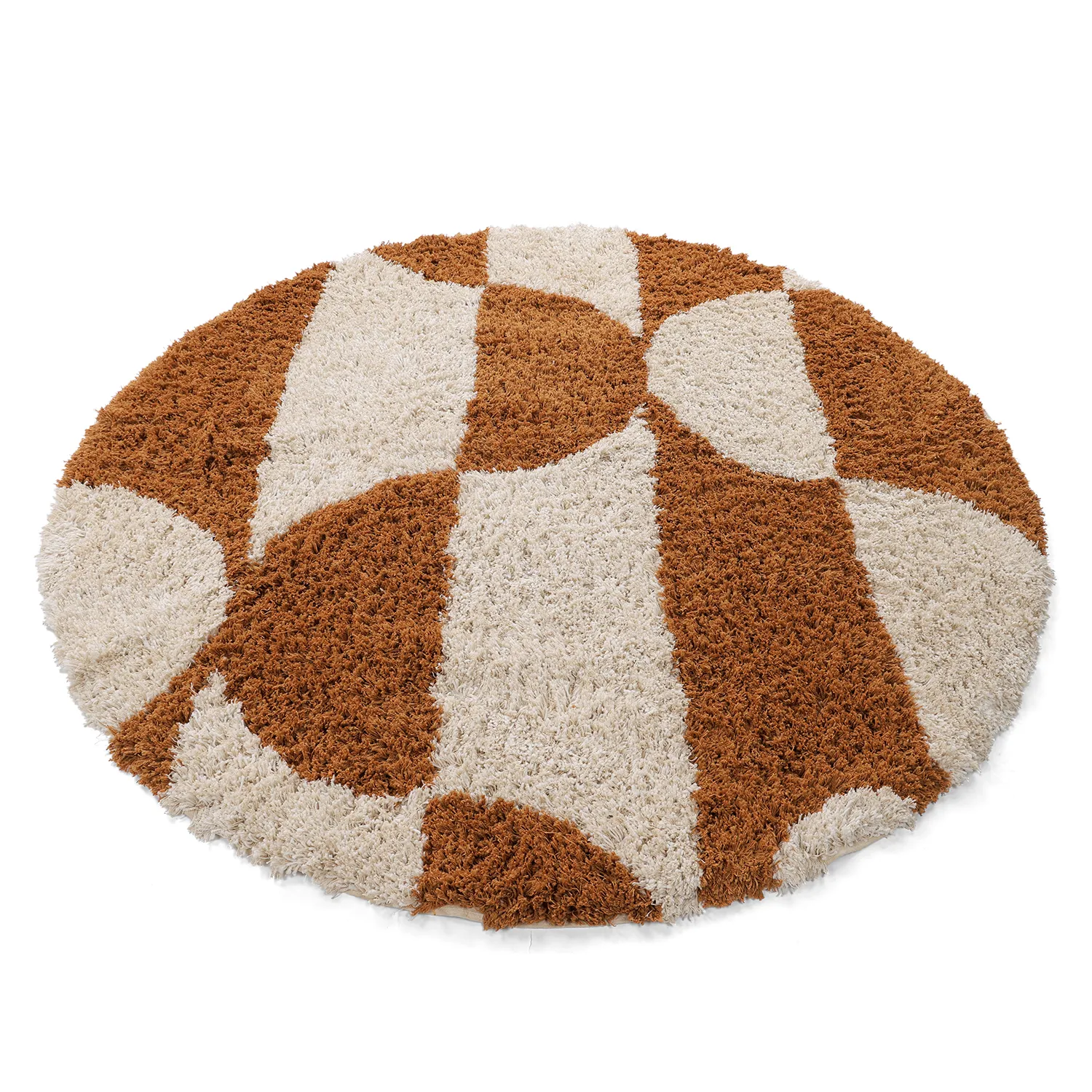 Rond vloerkleed - Kalymnos Natural Cotton Shaggy (off-white/oker)