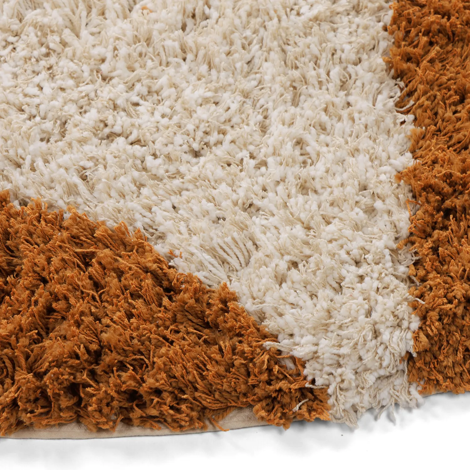 Rond vloerkleed - Kalymnos Natural Cotton Shaggy (off-white/oker)