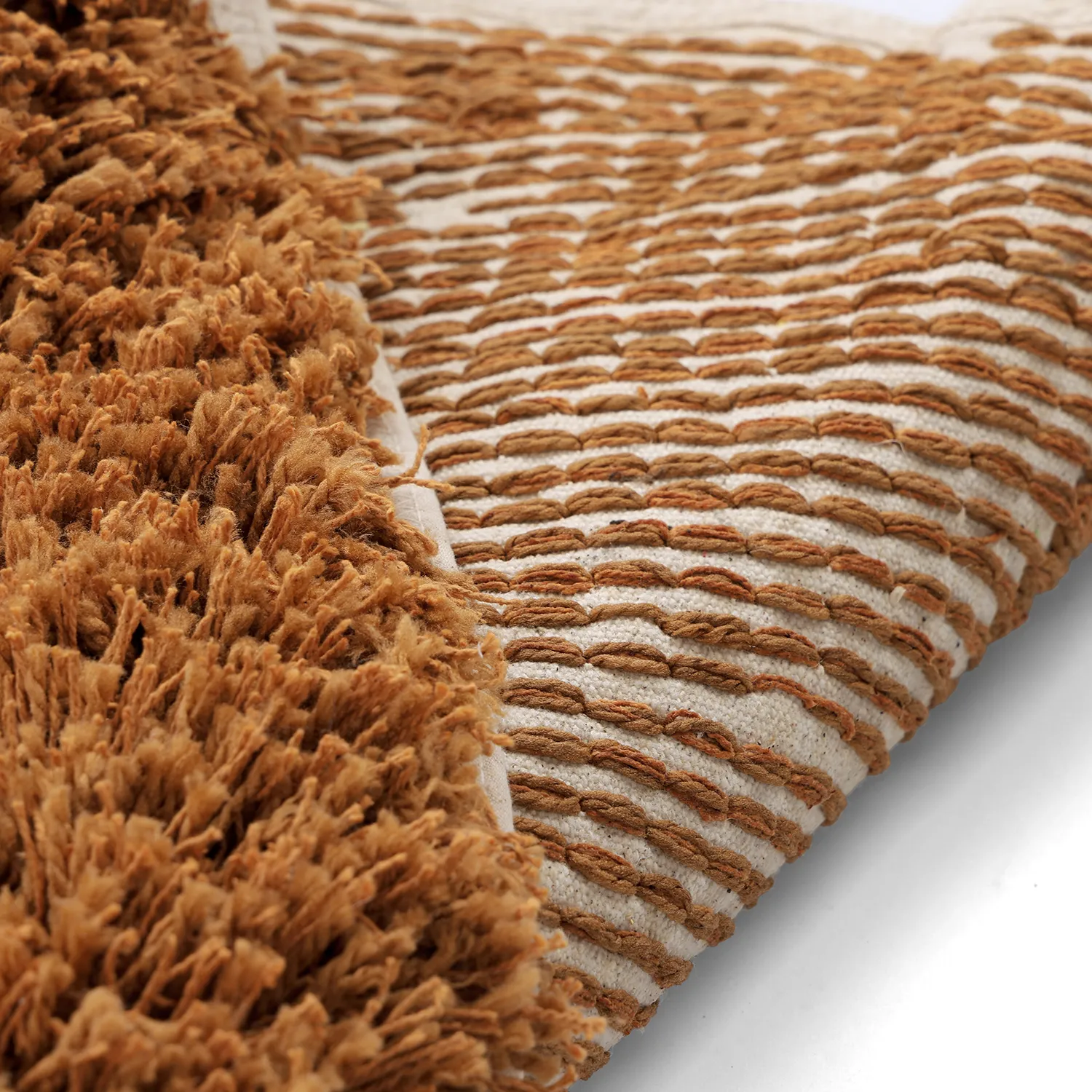 Rond vloerkleed - Kalymnos Natural Cotton Shaggy (off-white/oker)