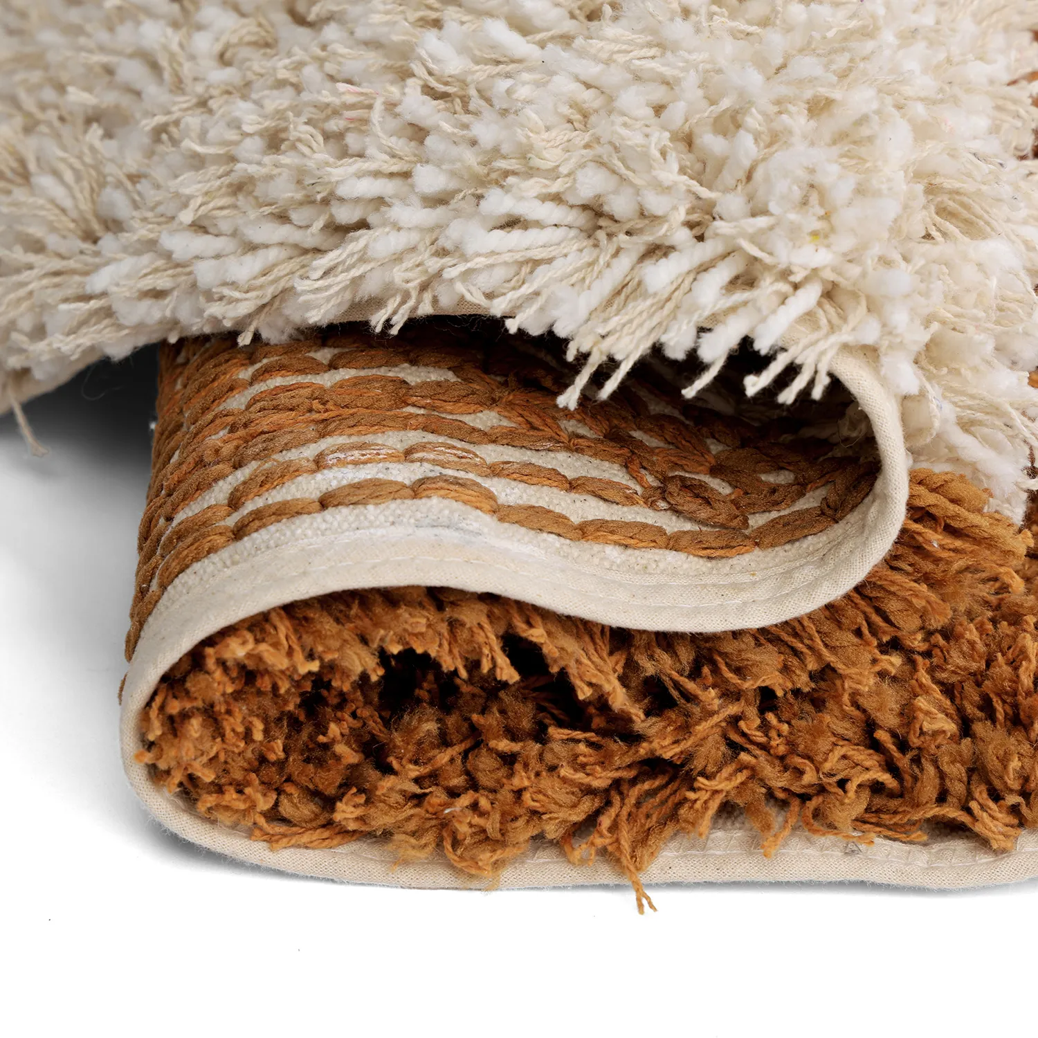 Rond vloerkleed - Kalymnos Natural Cotton Shaggy (off-white/oker)