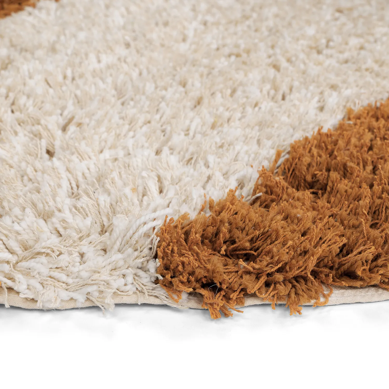 Rond vloerkleed - Kalymnos Natural Cotton Shaggy (off-white/oker)