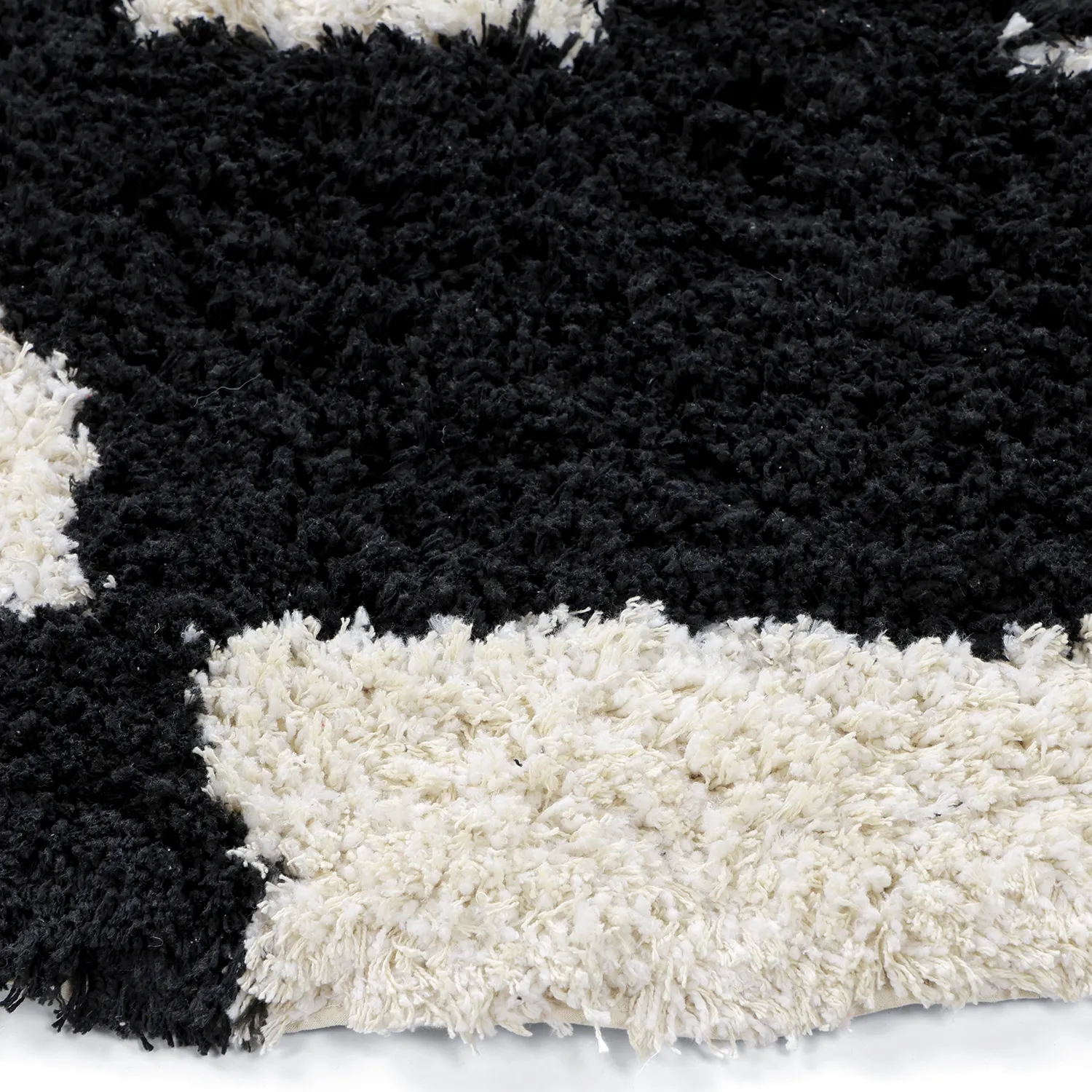 Rond vloerkleed - Marvao Natural Cotton Shaggy (off-white/zwart)