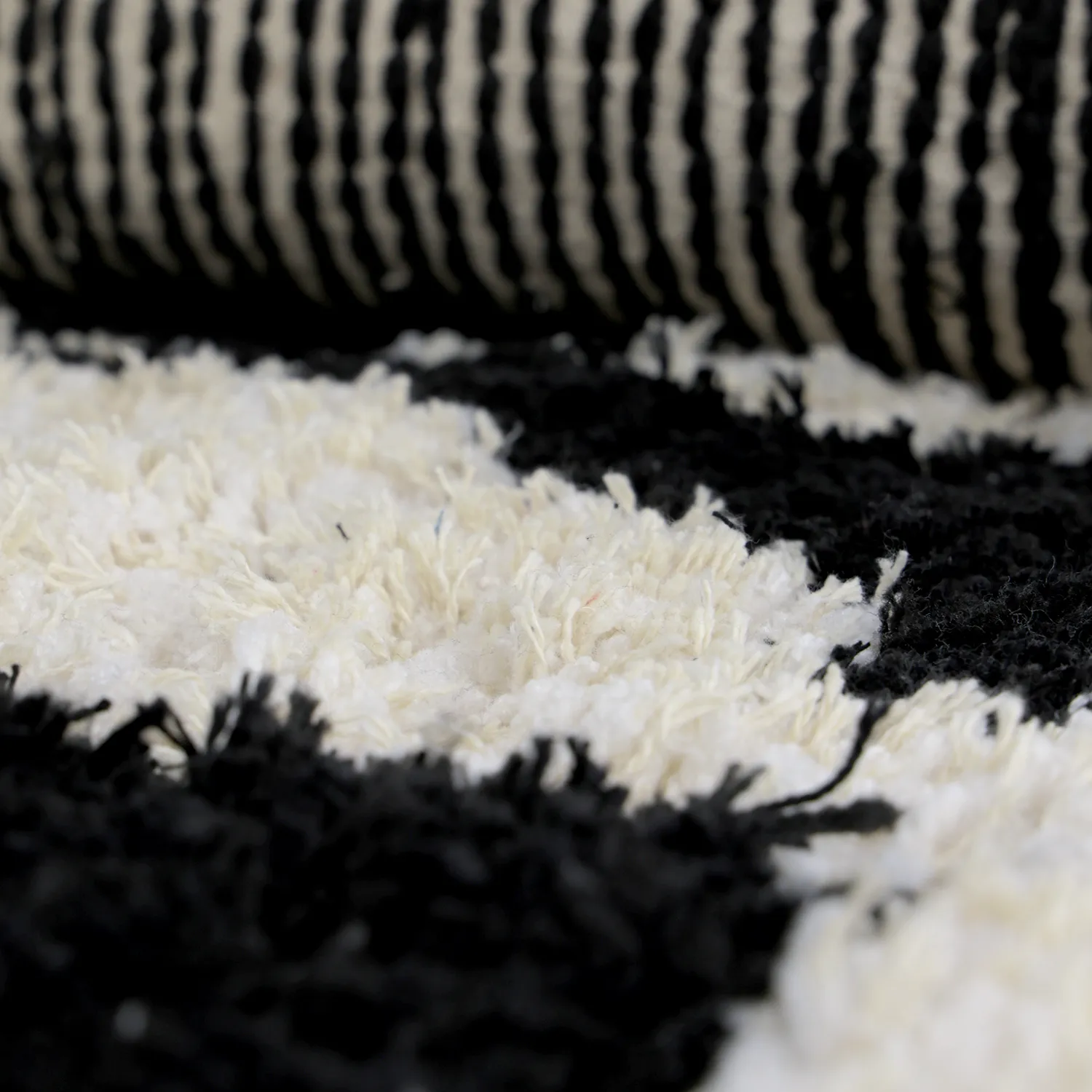 Rond vloerkleed - Marvao Natural Cotton Shaggy (off-white/zwart)