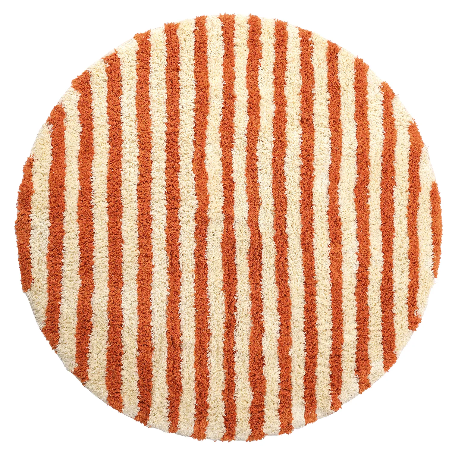Rond vloerkleed - Thira Stripe Cotton Shaggy (lichtgeel/lichtoranje)