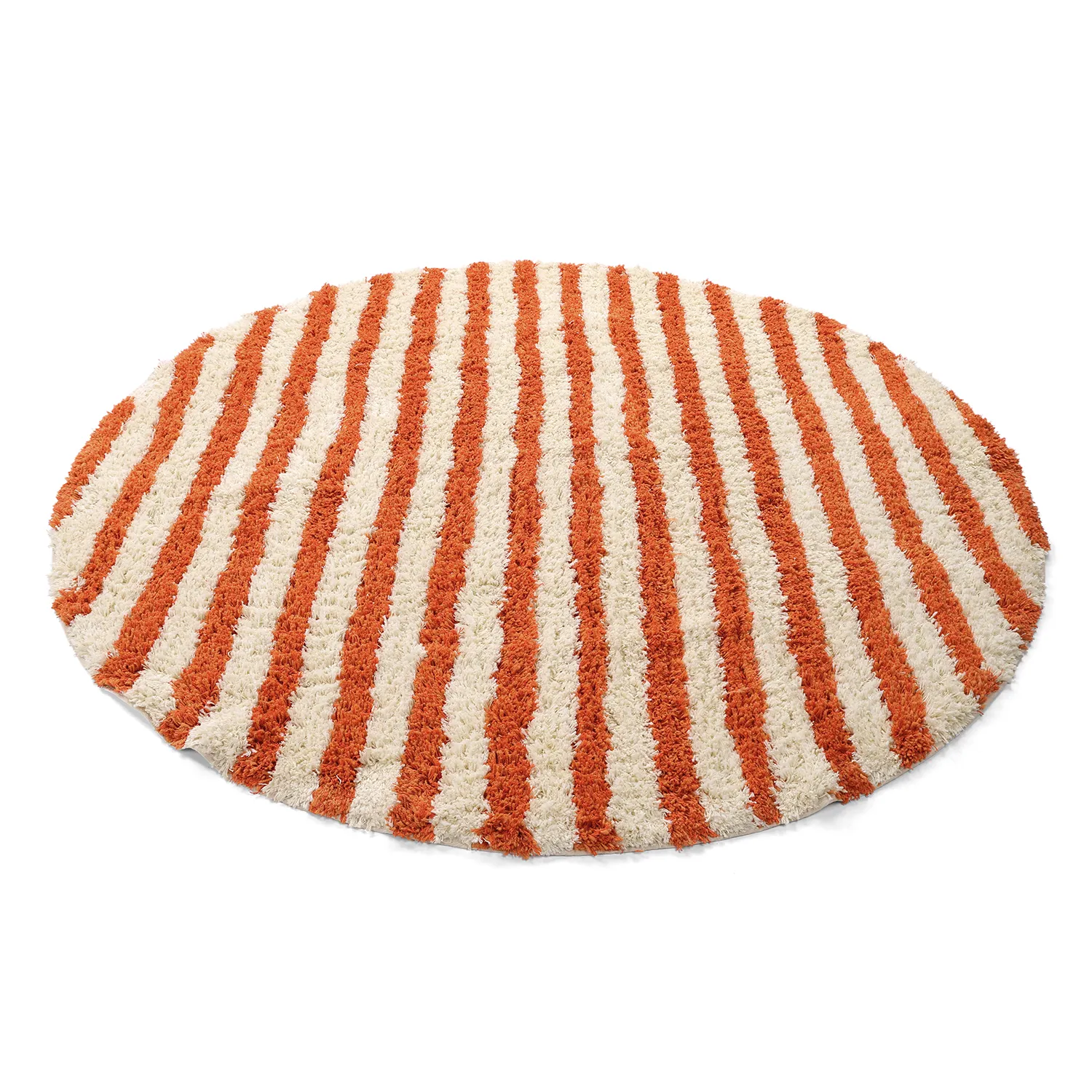 Rond vloerkleed - Thira Stripe Cotton Shaggy (lichtgeel/lichtoranje)