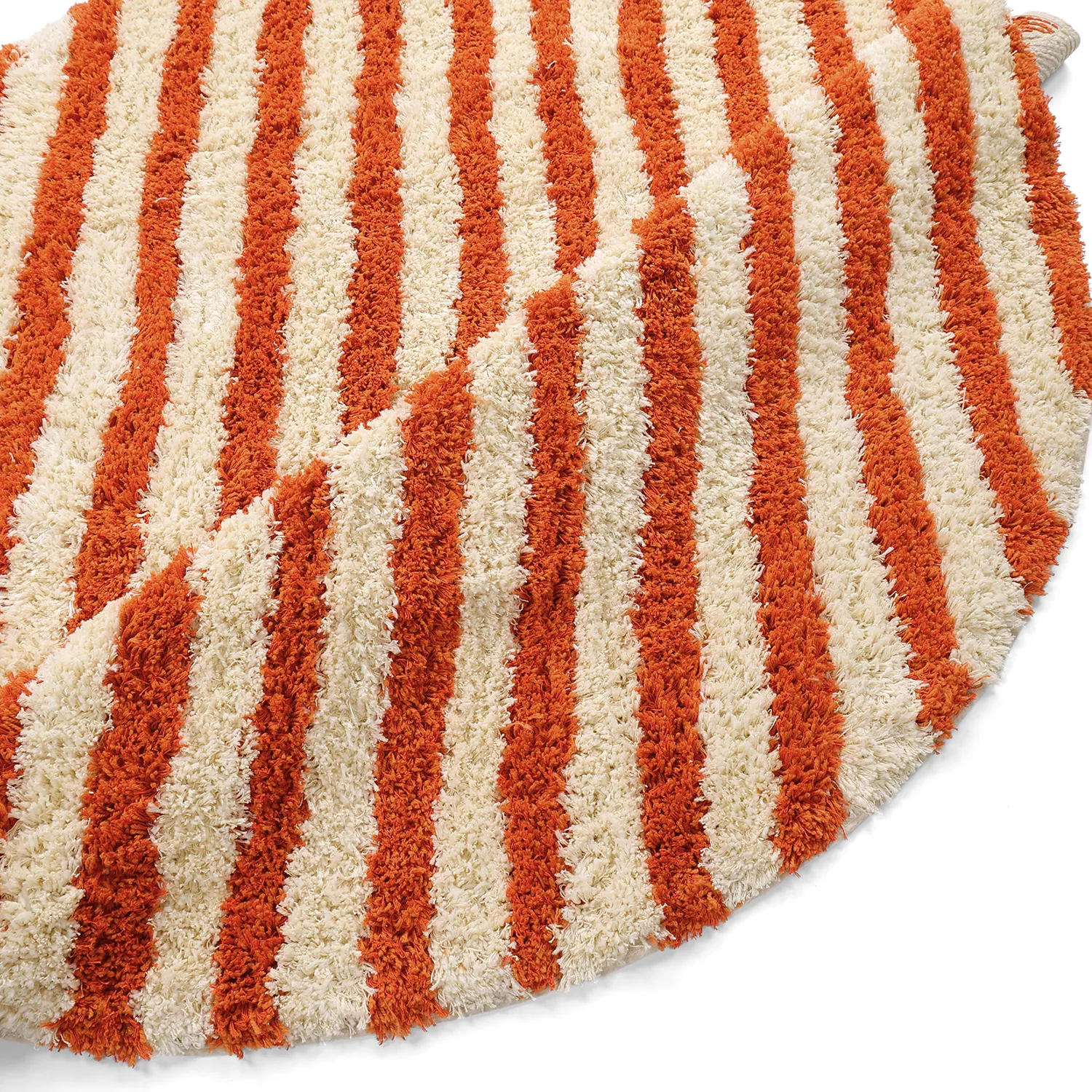 Rond vloerkleed - Thira Stripe Cotton Shaggy (lichtgeel/lichtoranje)