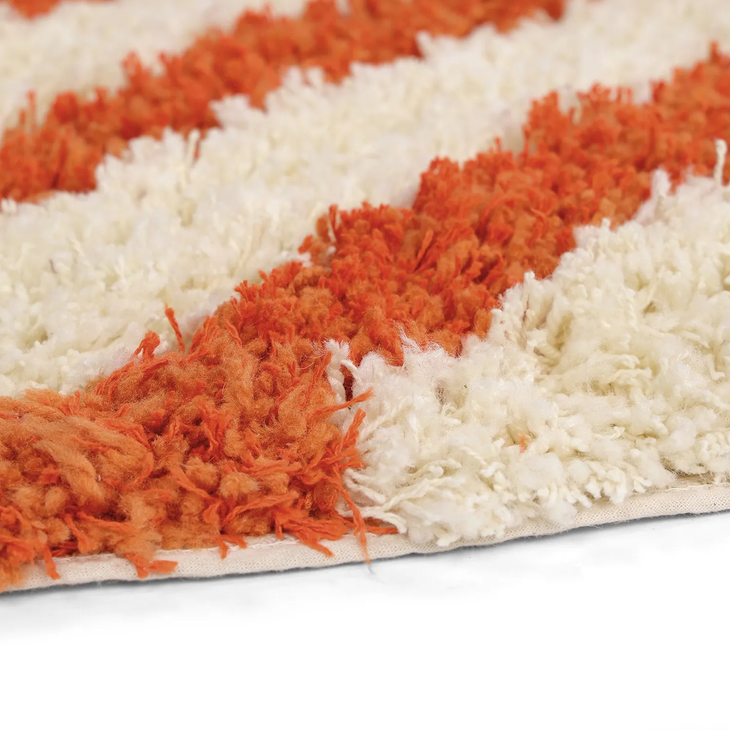 Rond vloerkleed - Thira Stripe Cotton Shaggy (lichtgeel/lichtoranje)