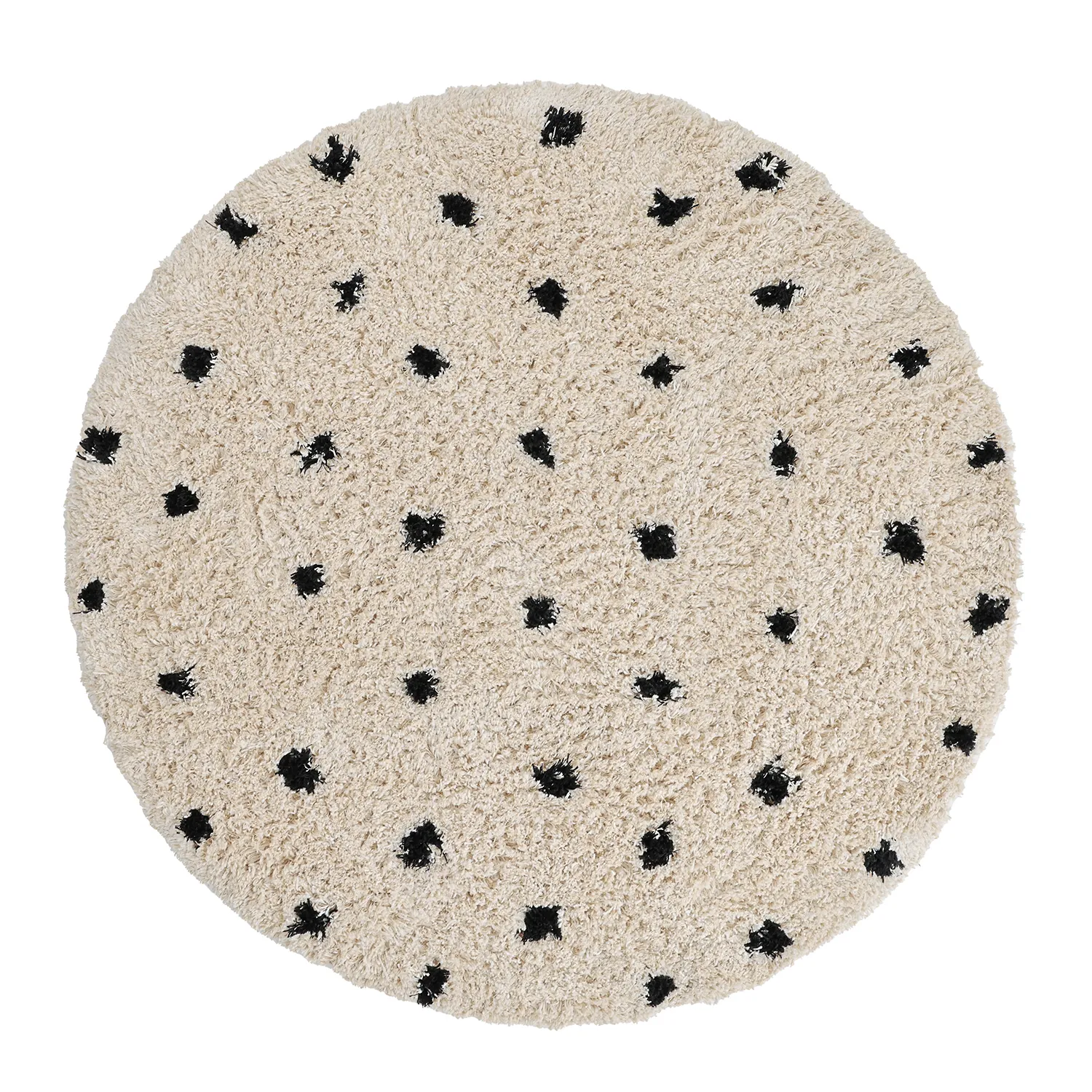 Rond vloerkleed - Soria Natural Cotton Shaggy (off-white/zwart)