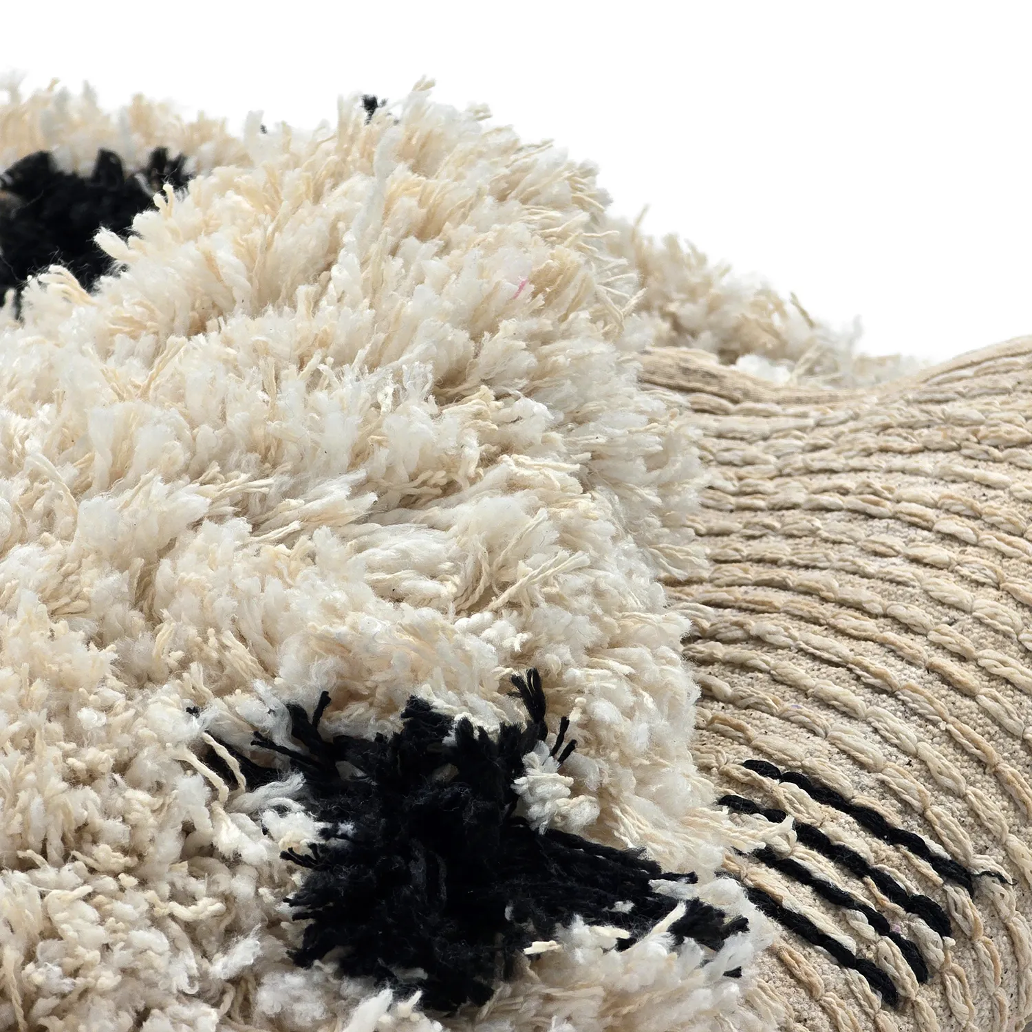 Rond vloerkleed - Soria Natural Cotton Shaggy (off-white/zwart)