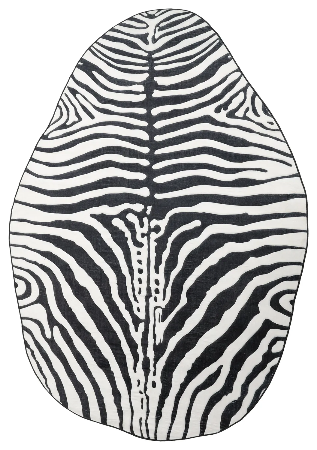 Rond Wilton-vloerkleed met golvende rand - Zebra (zwart/wit)
