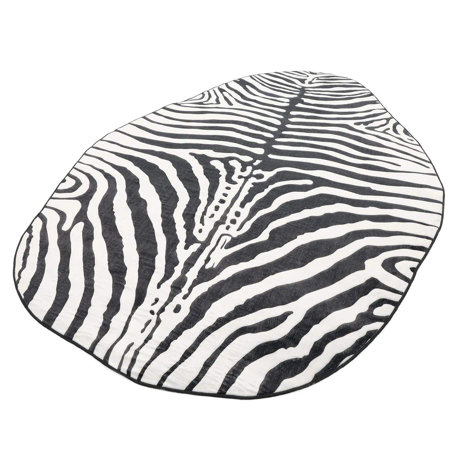 Rond Wilton-vloerkleed met golvende rand - Zebra (zwart/wit)