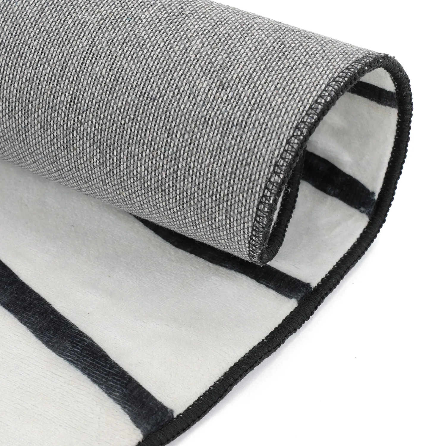 Rond Wilton-vloerkleed met golvende rand - Zebra (zwart/wit)