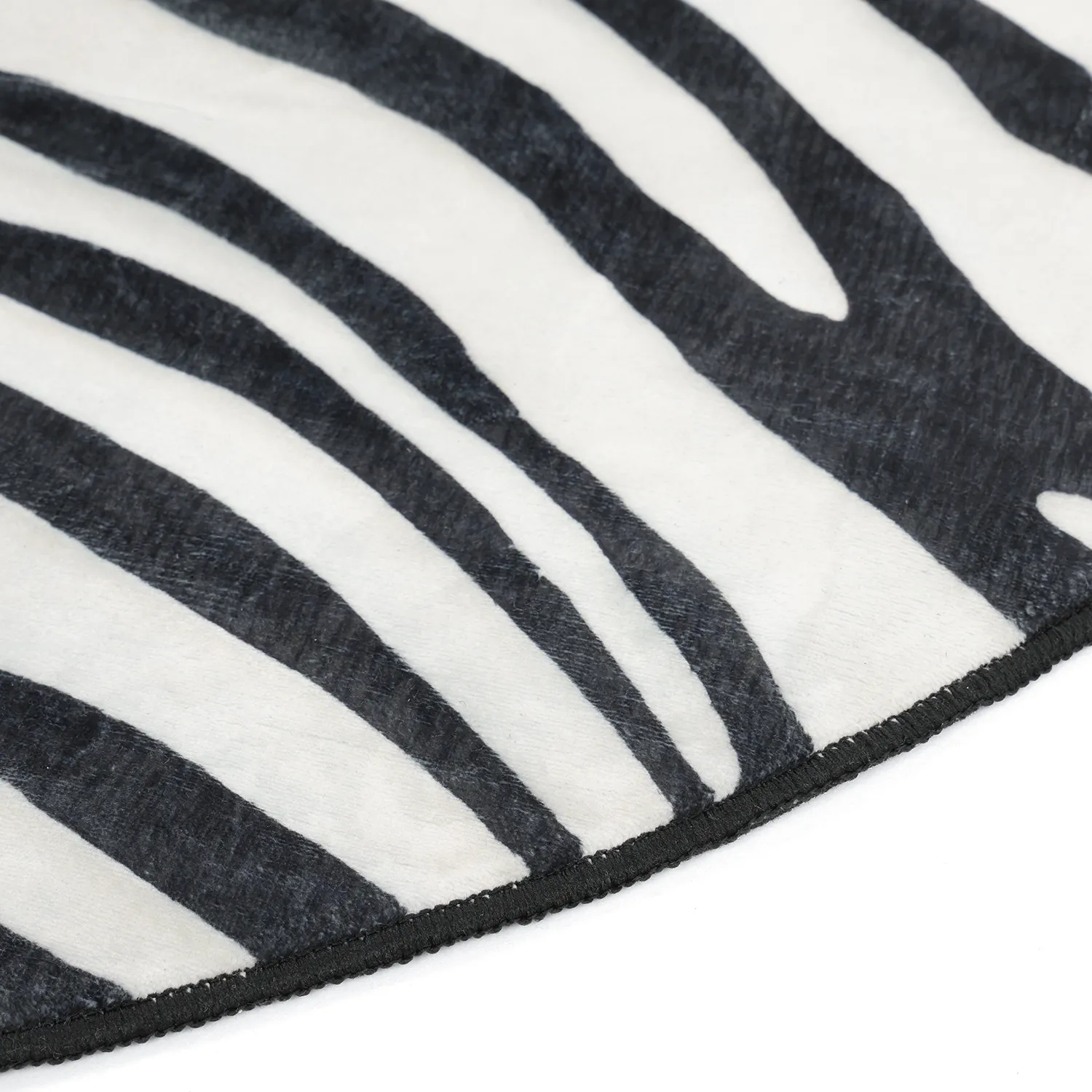 Rond Wilton-vloerkleed met golvende rand - Zebra (zwart/wit)