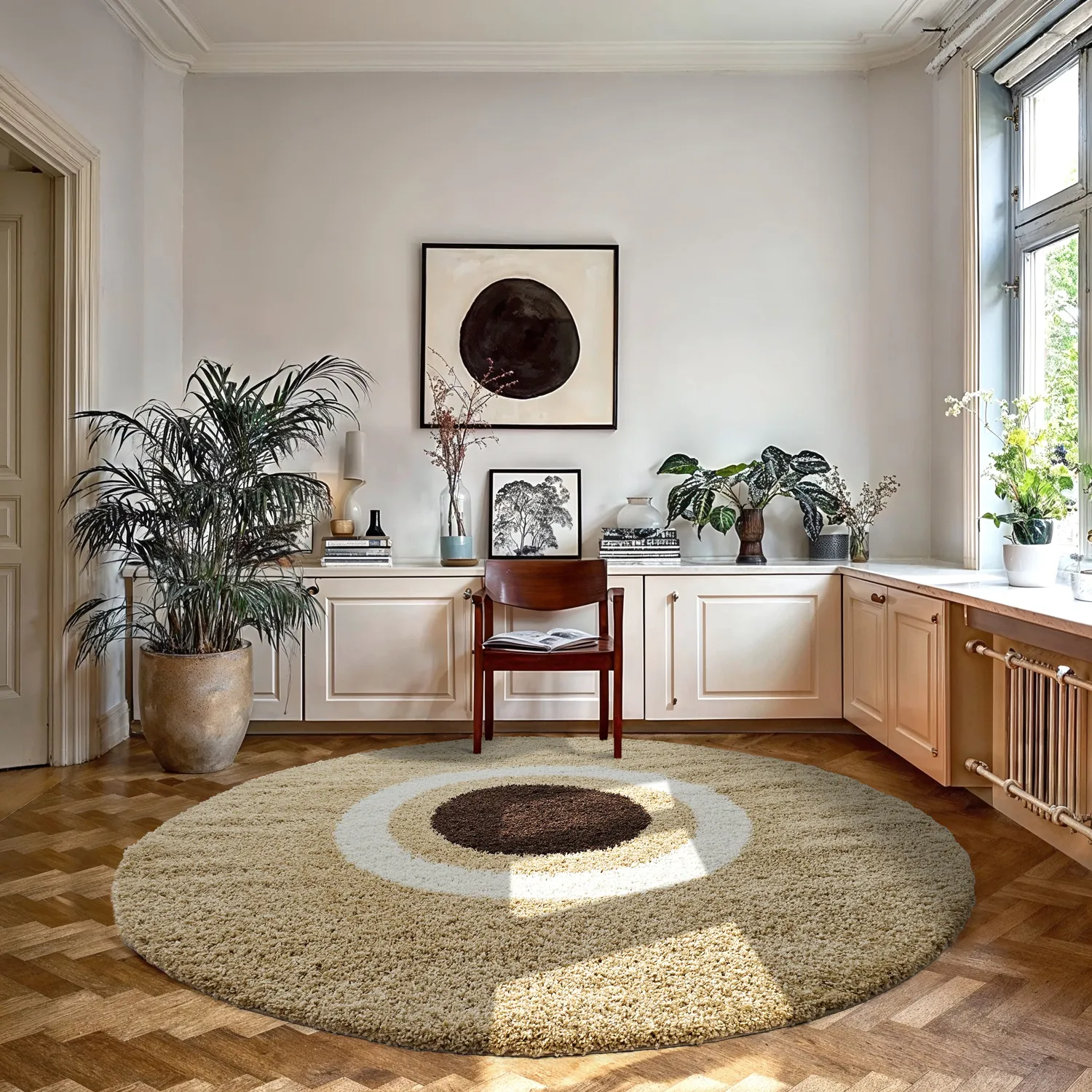 Ronde vloerkleden - Alsace (beige/wit/bruin)