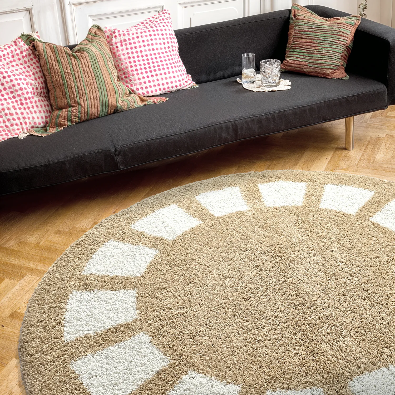 Ronde vloerkleden - Asilah (beige/wit)