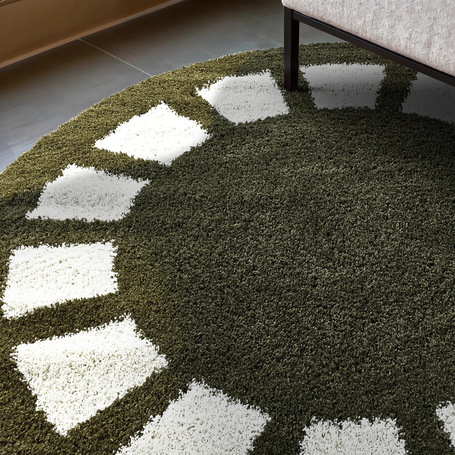 Ronde vloerkleden - Asilah (groen/wit)