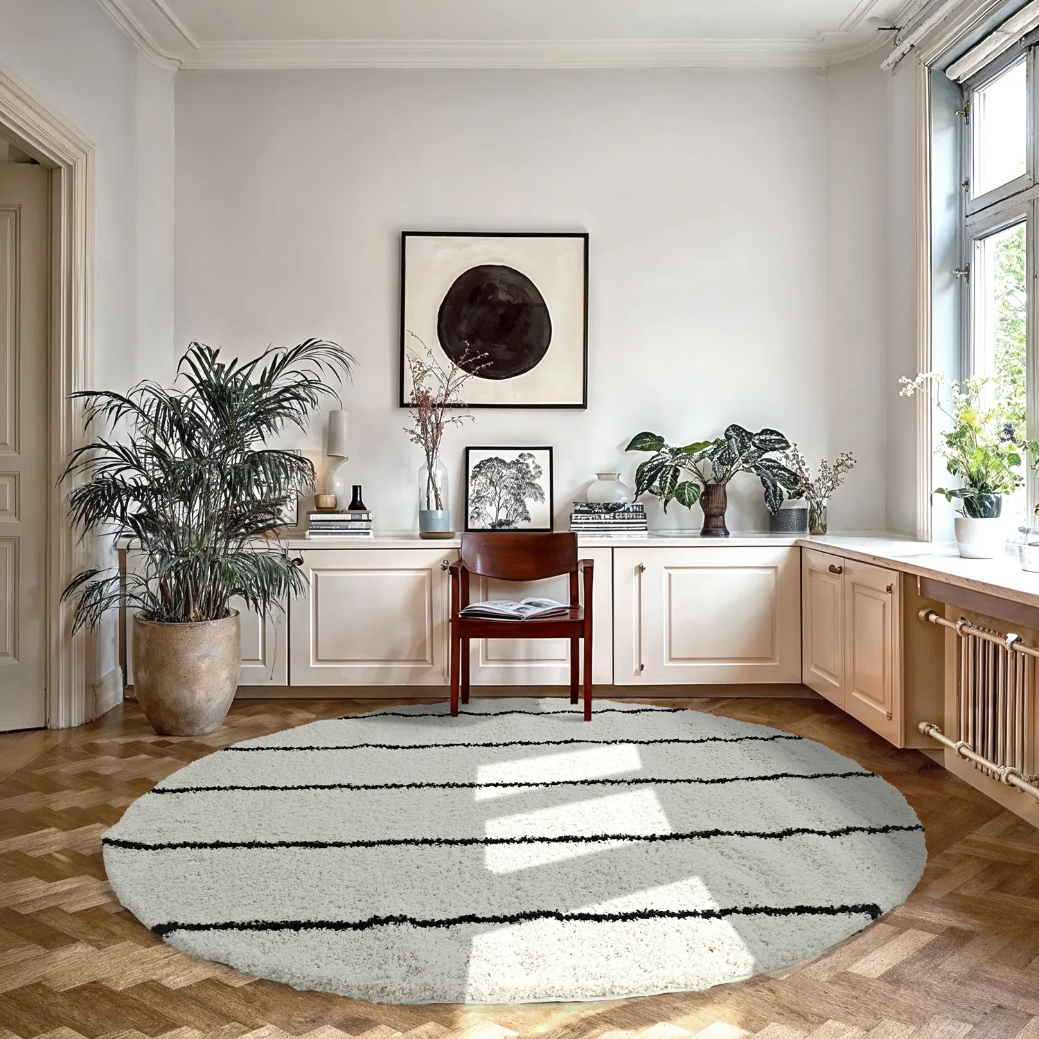 Ronde vloerkleden - Eze (wit/zwart)