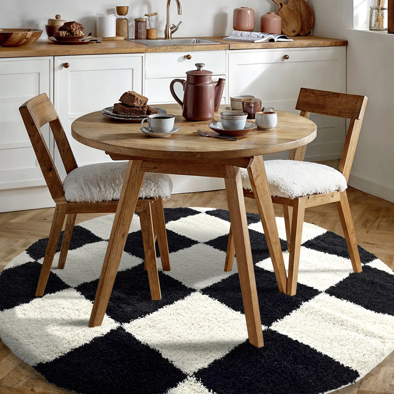 Ronde vloerkleden - Gordes (zwart/wit)