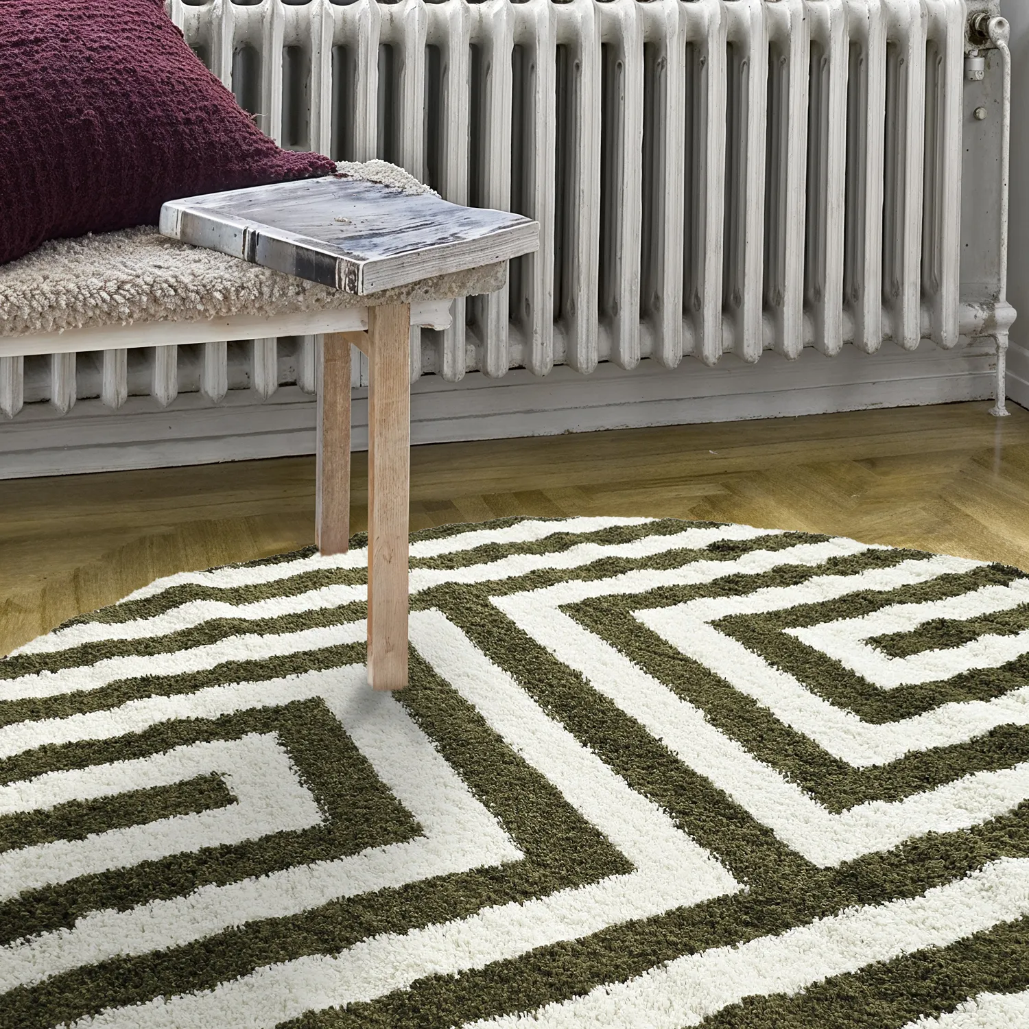 Ronde vloerkleden - Imilchil (wit/groen)