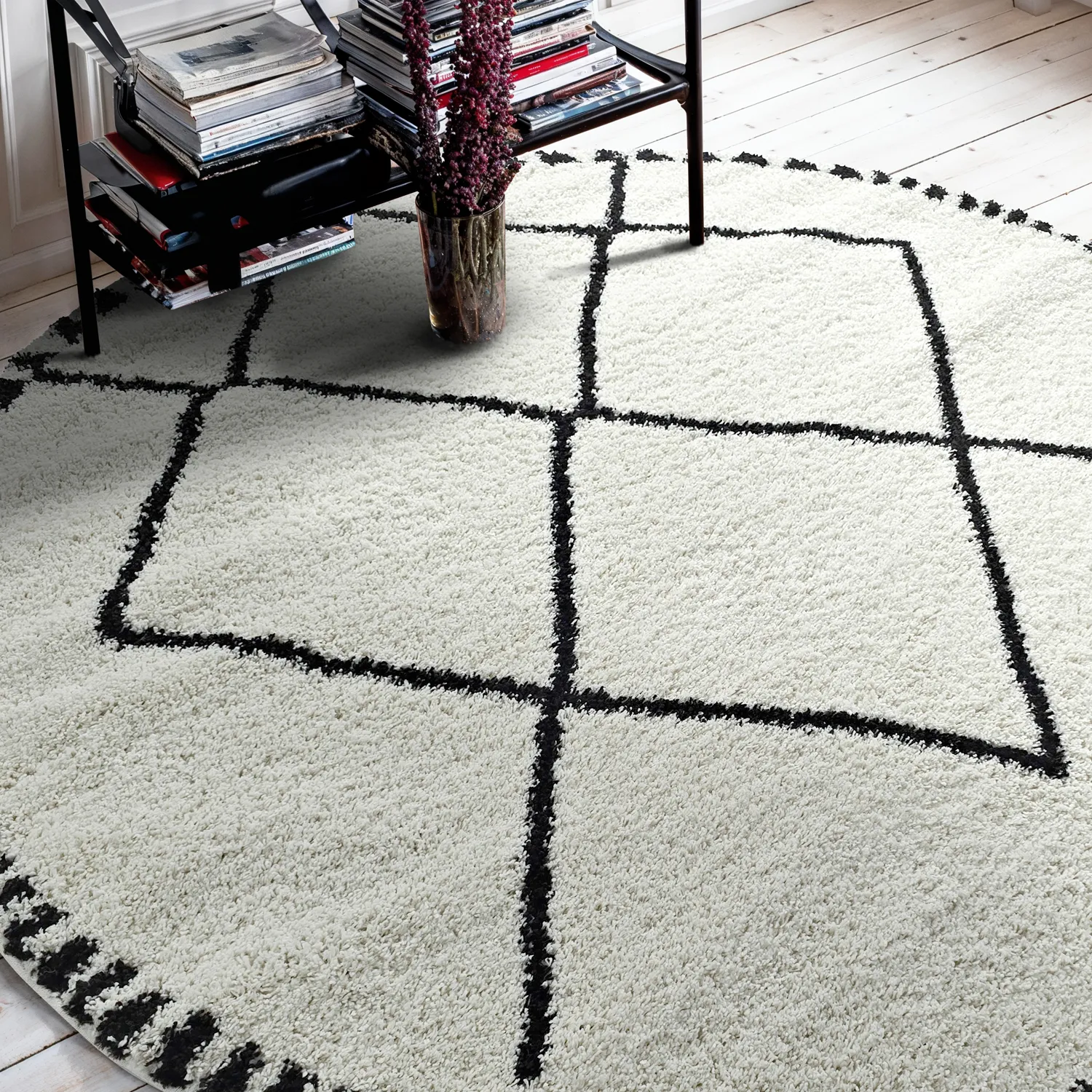 Ronde vloerkleden - Tiznit (wit/zwart)