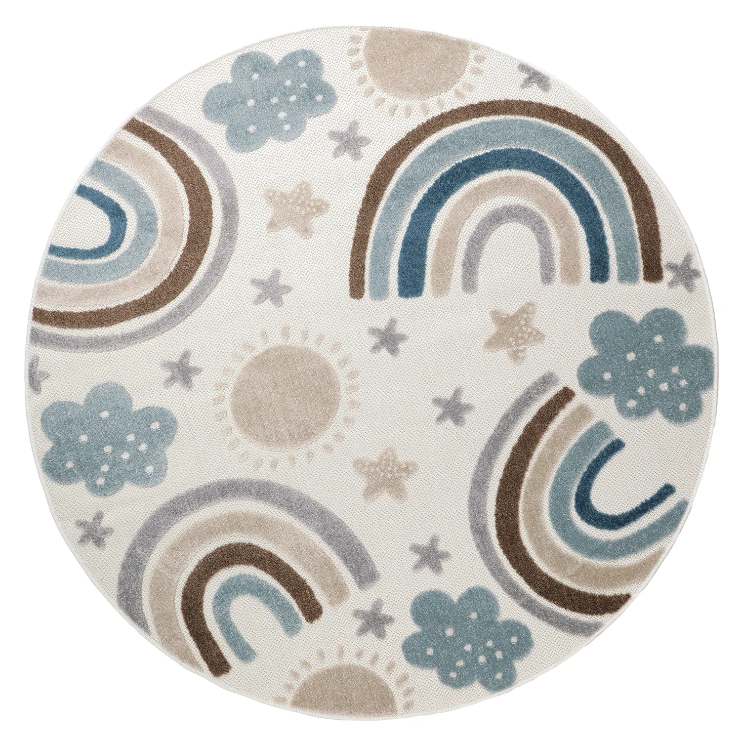 Rond kindertapijt - Rainbow Potpourri (crème/multi)