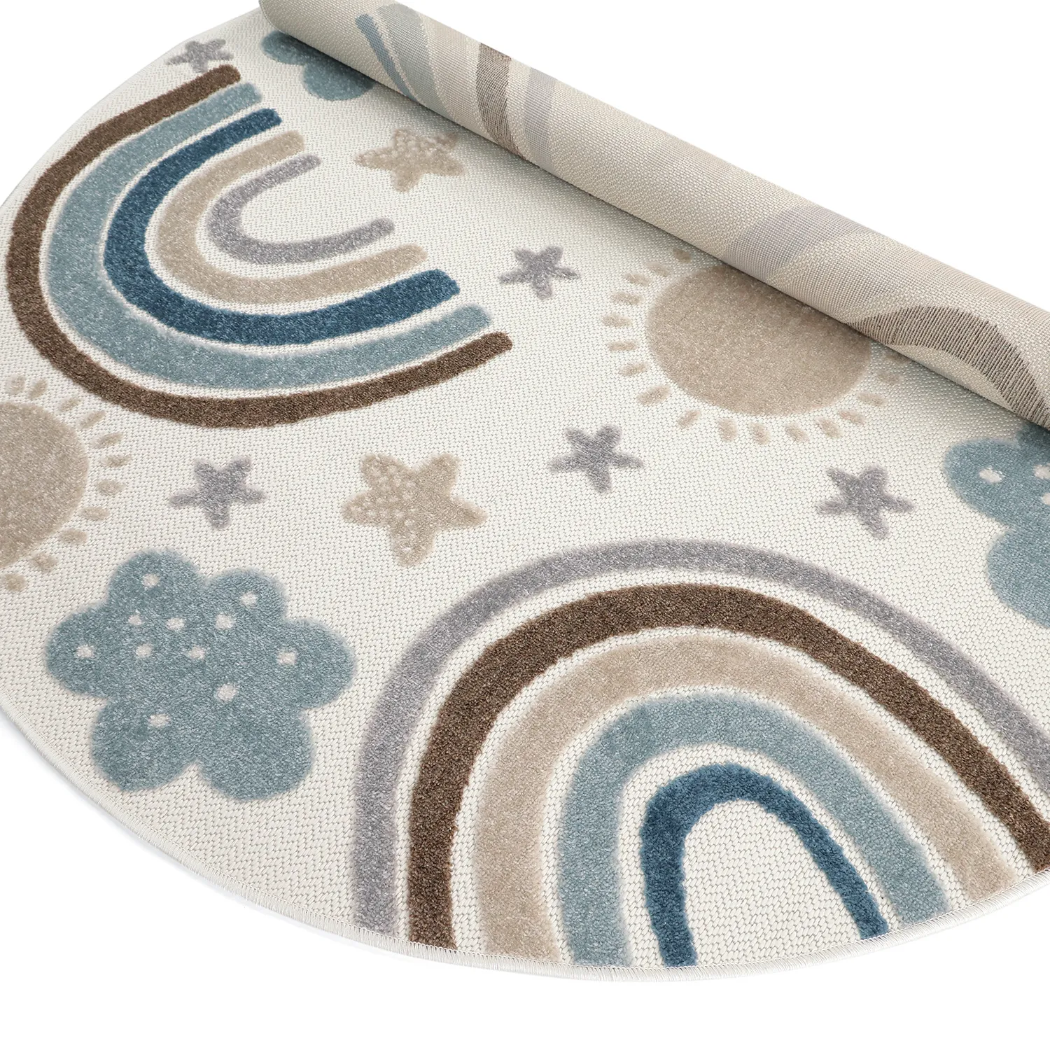 Rond kindertapijt - Rainbow Potpourri (crème/multi)