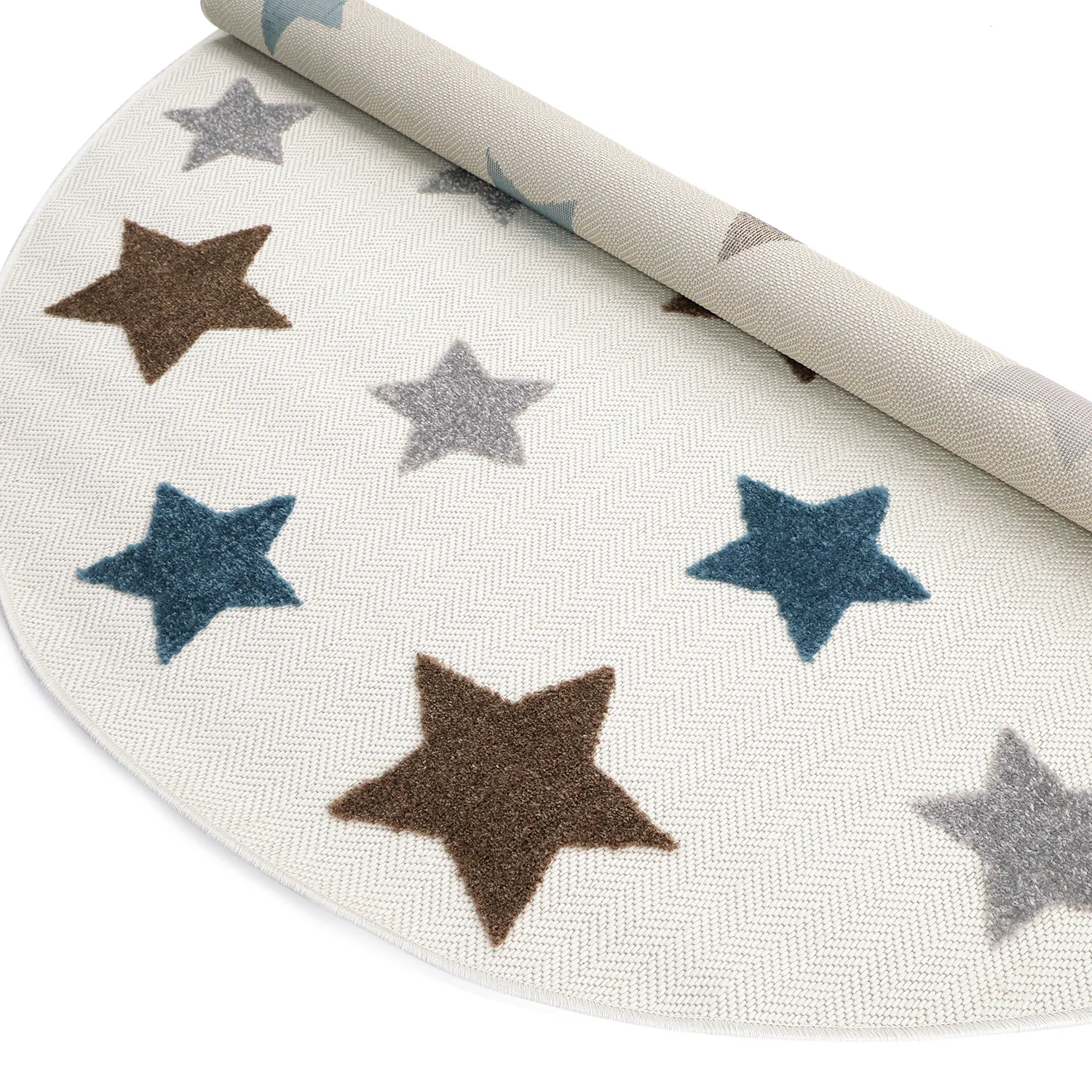 Rond kindertapijt - Stars (crème/multi)