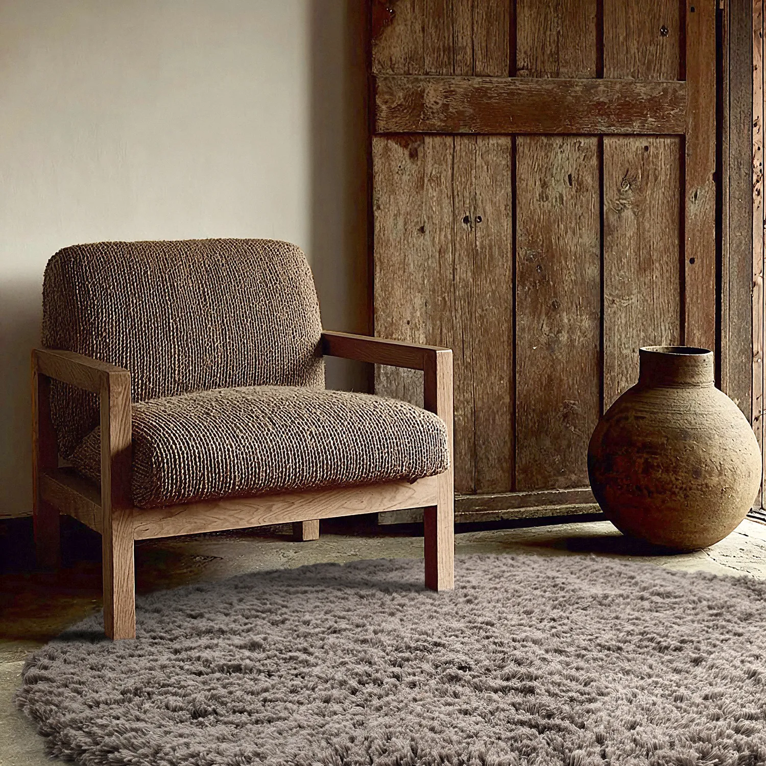 Rond vloerkleed - Aliste Wool Shaggy (bruin)